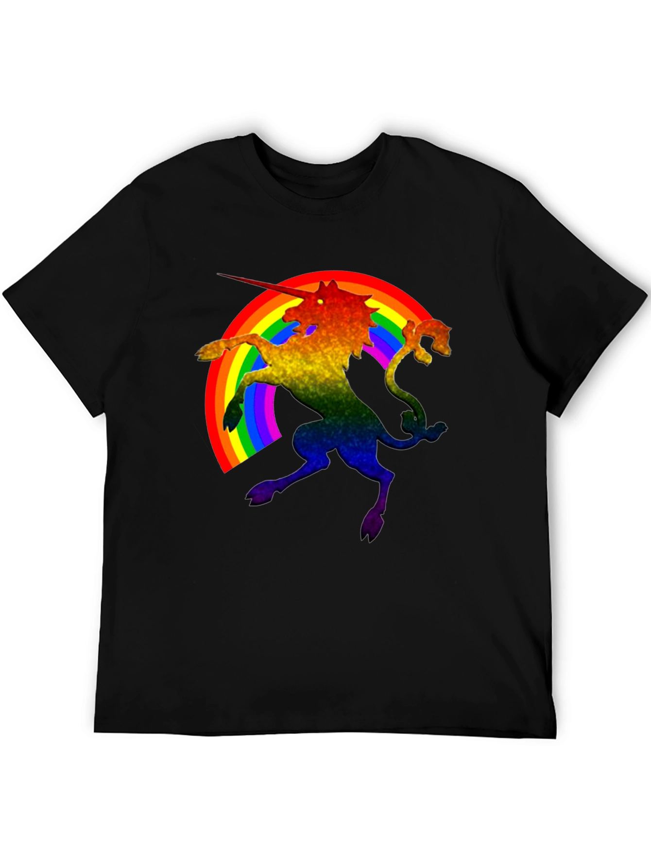 Rainbow Unicorn Black T-Shirt