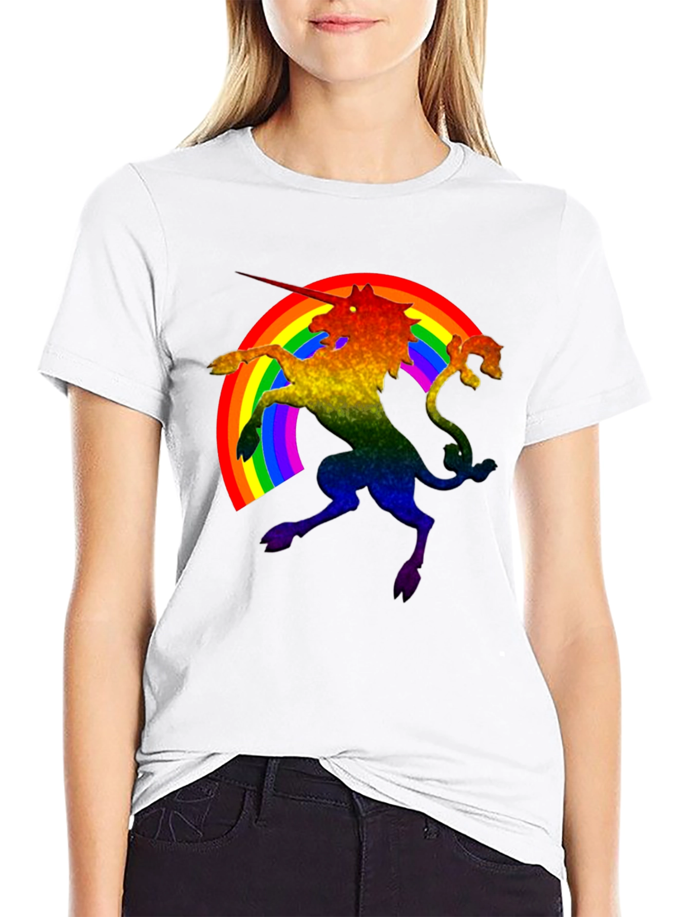Rainbow Unicorn Black T-Shirt