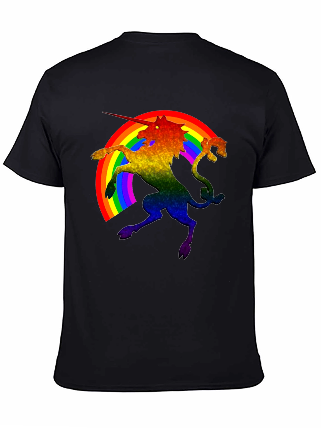Rainbow Unicorn Black T-Shirt