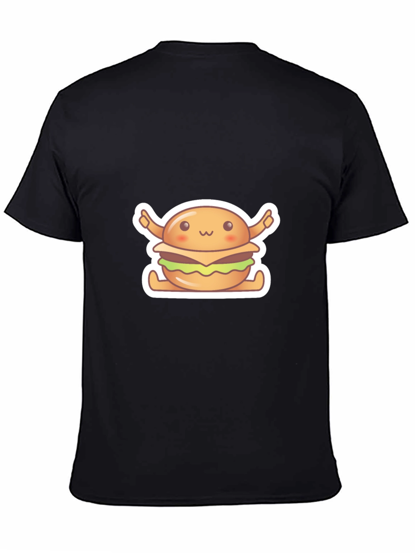 Kawaii Burger Graphic Tee - Unisex Black T-Shirt