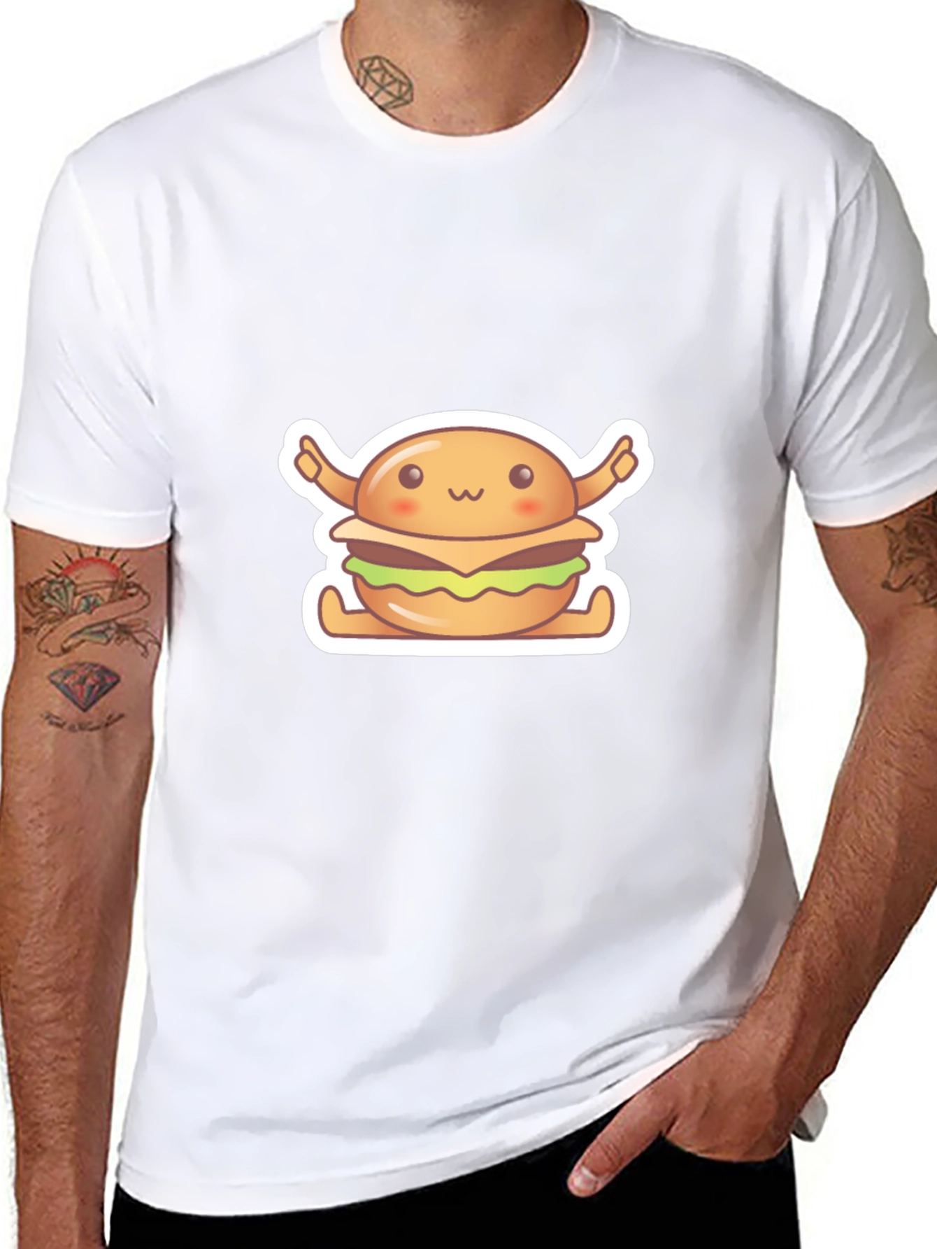 Kawaii Burger Graphic Tee - Unisex Black T-Shirt