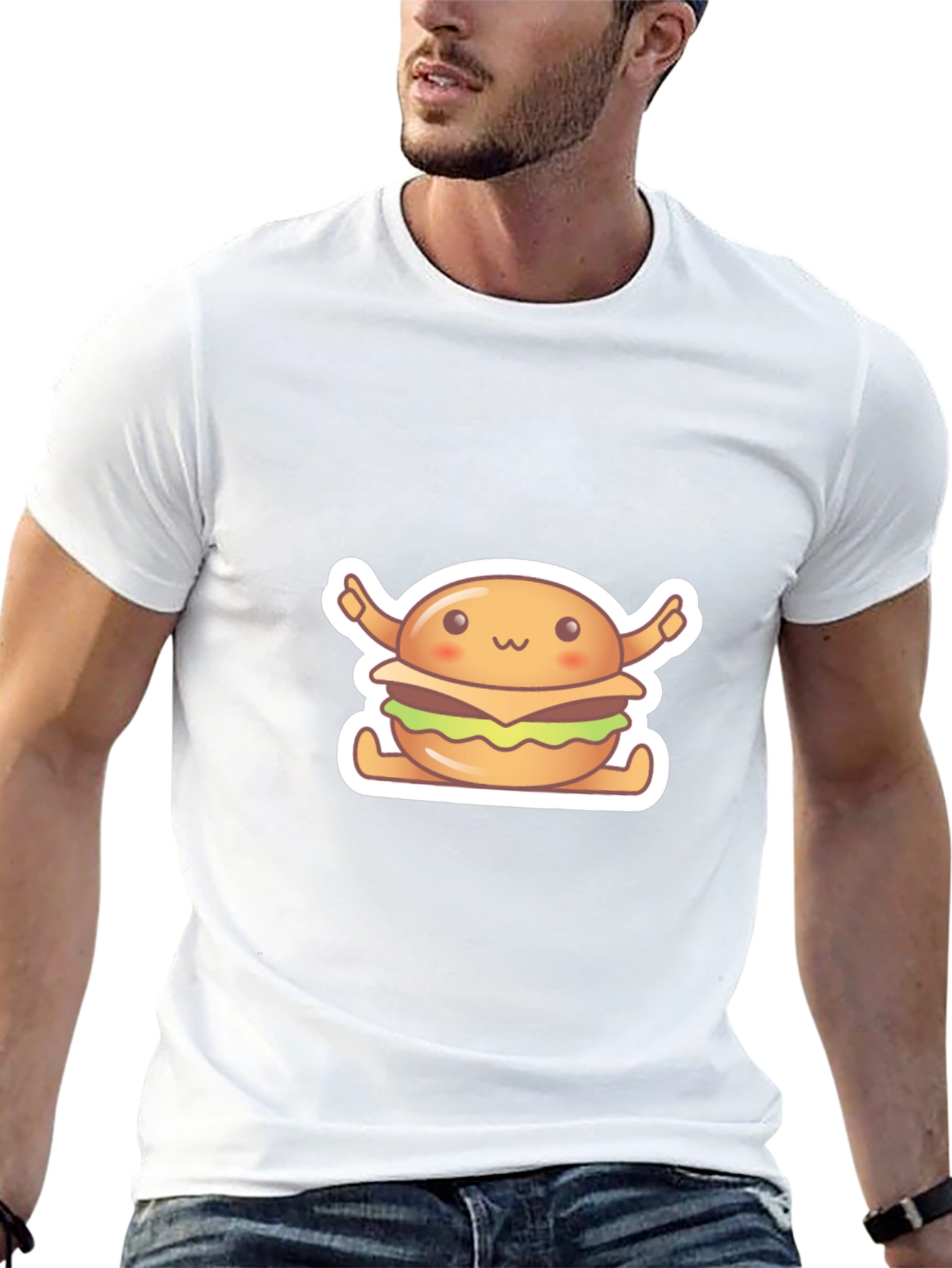 Kawaii Burger Graphic Tee - Unisex Black T-Shirt