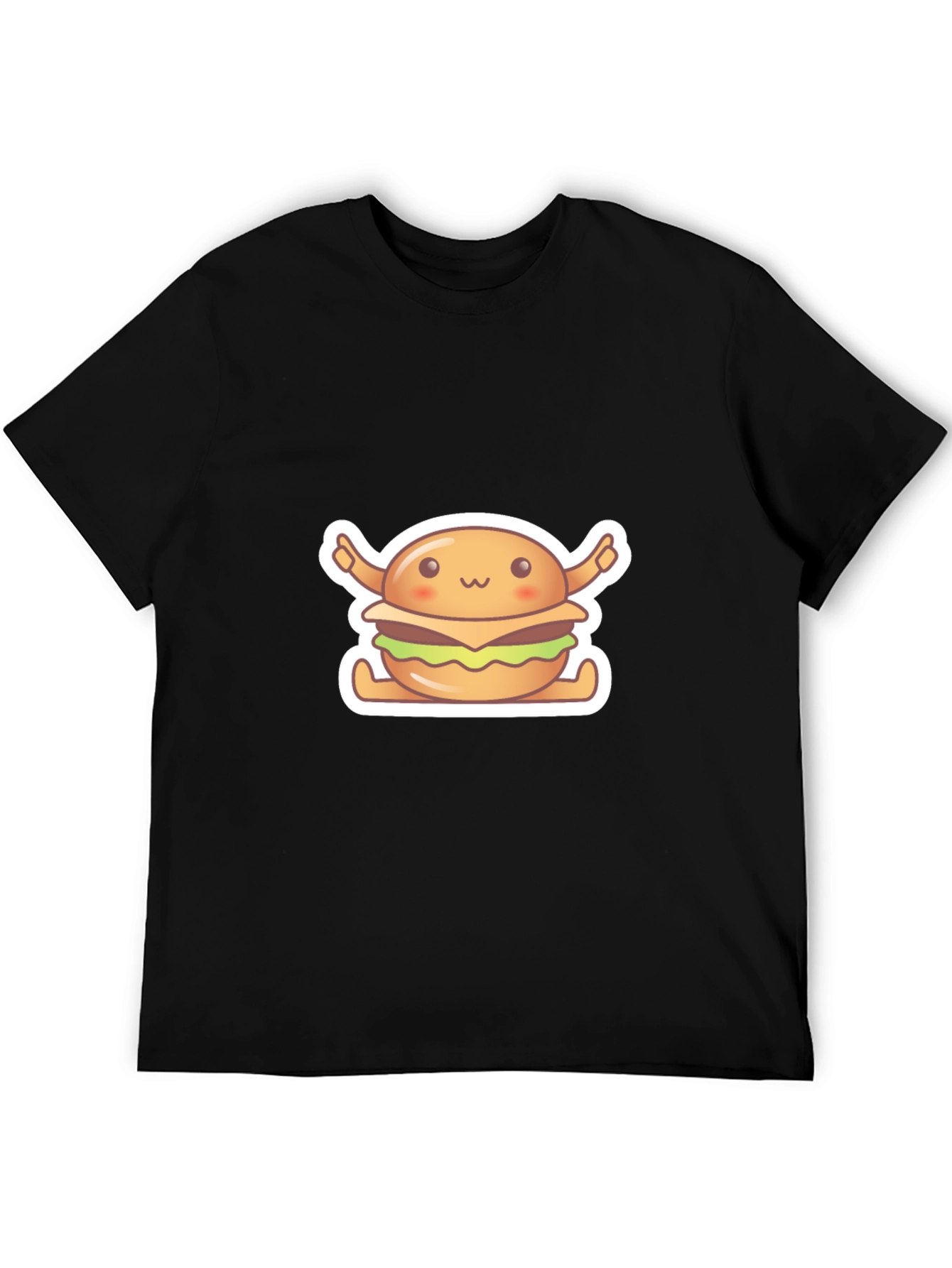 Kawaii Burger Graphic Tee - Unisex Black T-Shirt