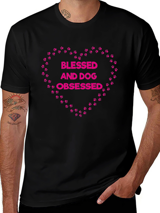 Blessed and Dog Obsessed T-Shirt Paw Print Heart