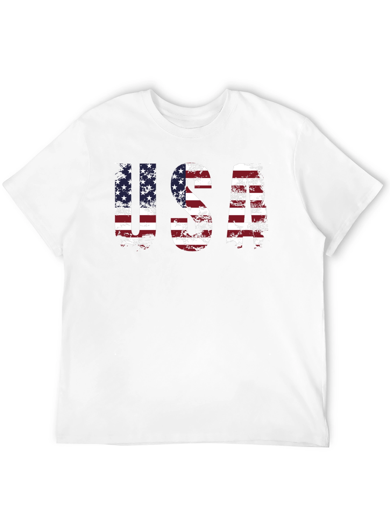 USA Flag Graphic Print Crew Neck T-Shirt