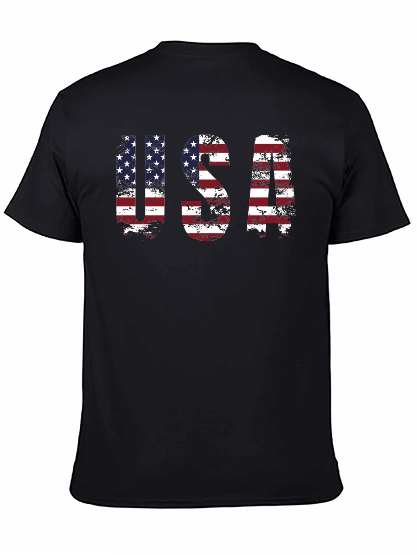 USA Flag Graphic Print Crew Neck T-Shirt
