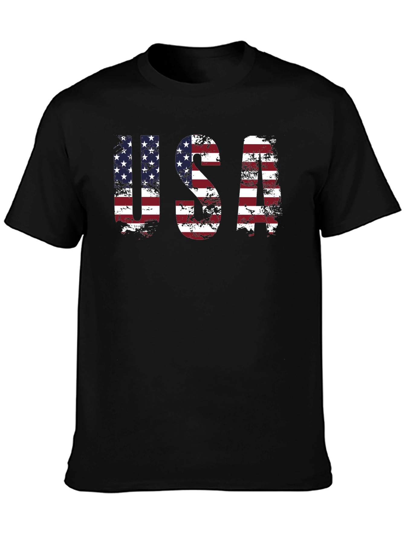 USA Flag Graphic Print Crew Neck T-Shirt