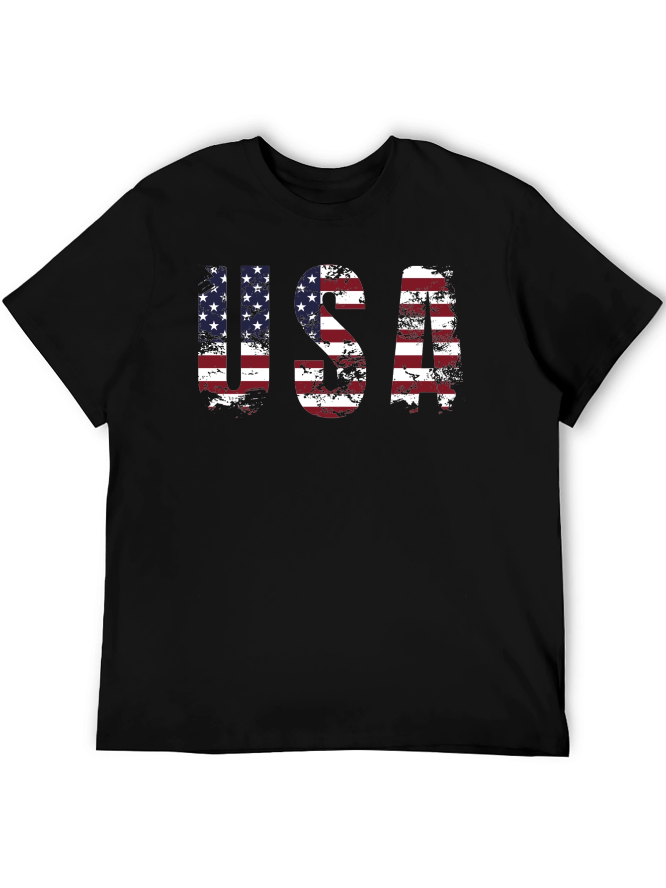 USA Flag Graphic Print Crew Neck T-Shirt