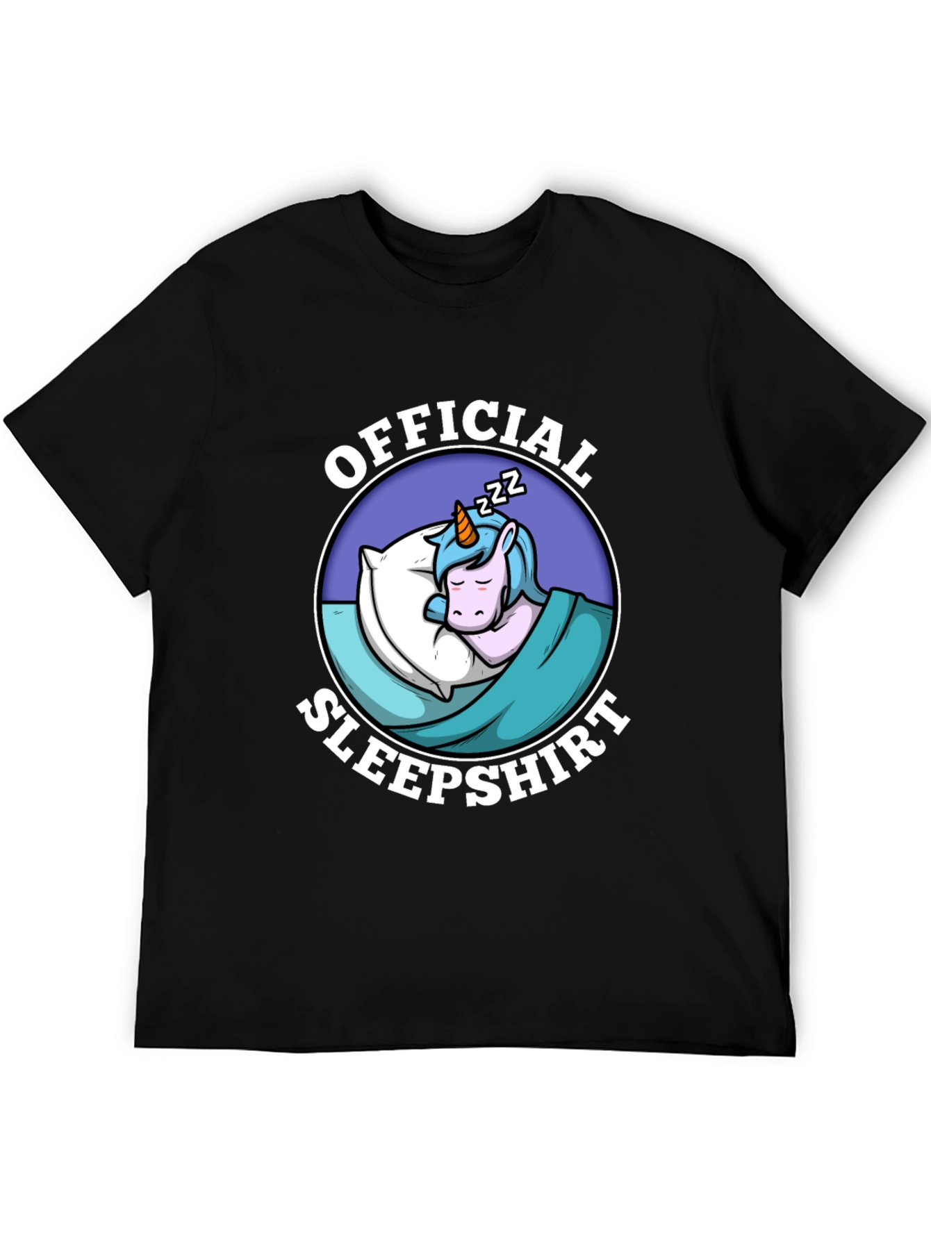 Official Sleepshirt: Sleeping Unicorn Black T-Shirt