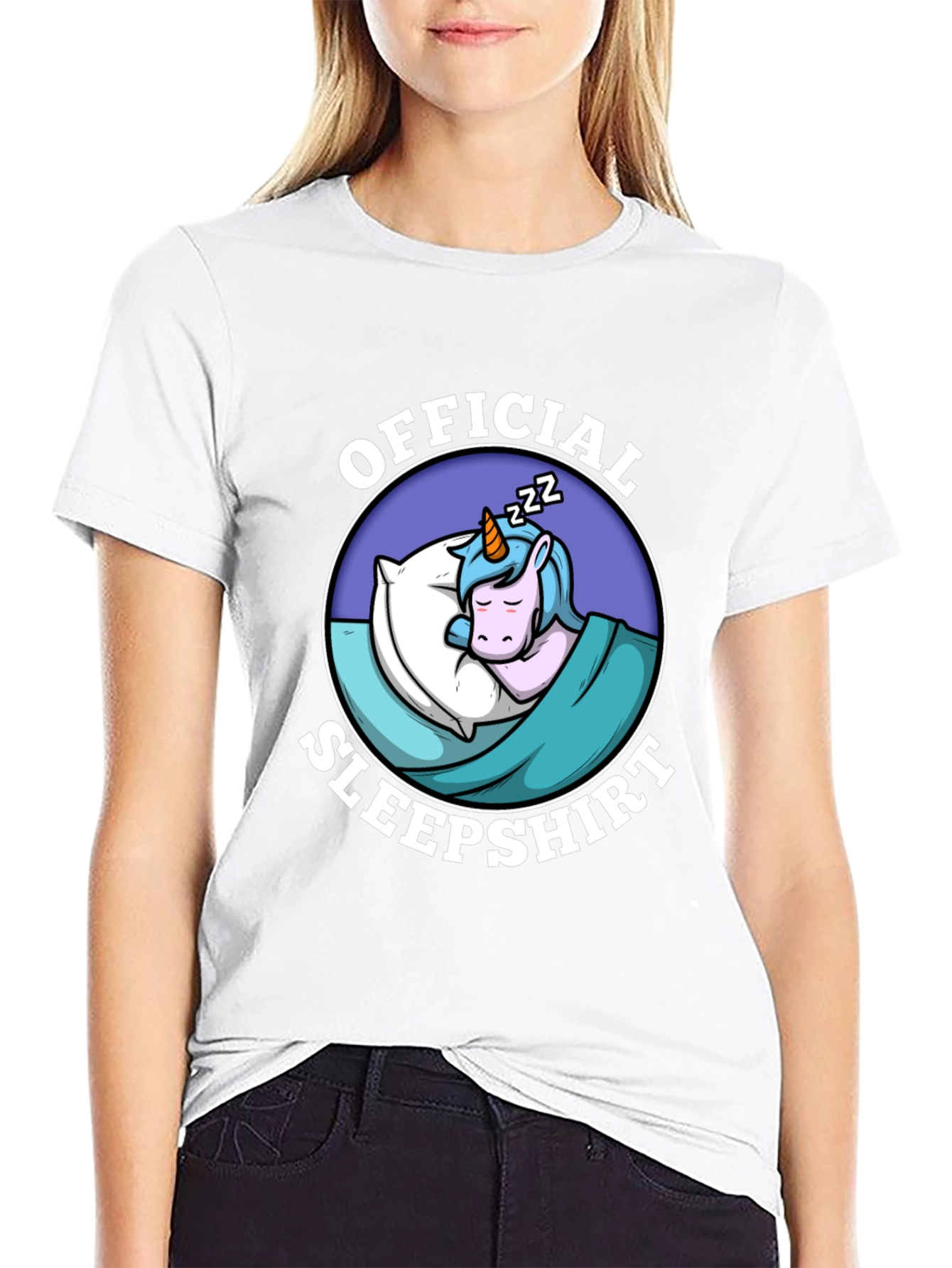 Official Sleepshirt: Sleeping Unicorn Black T-Shirt