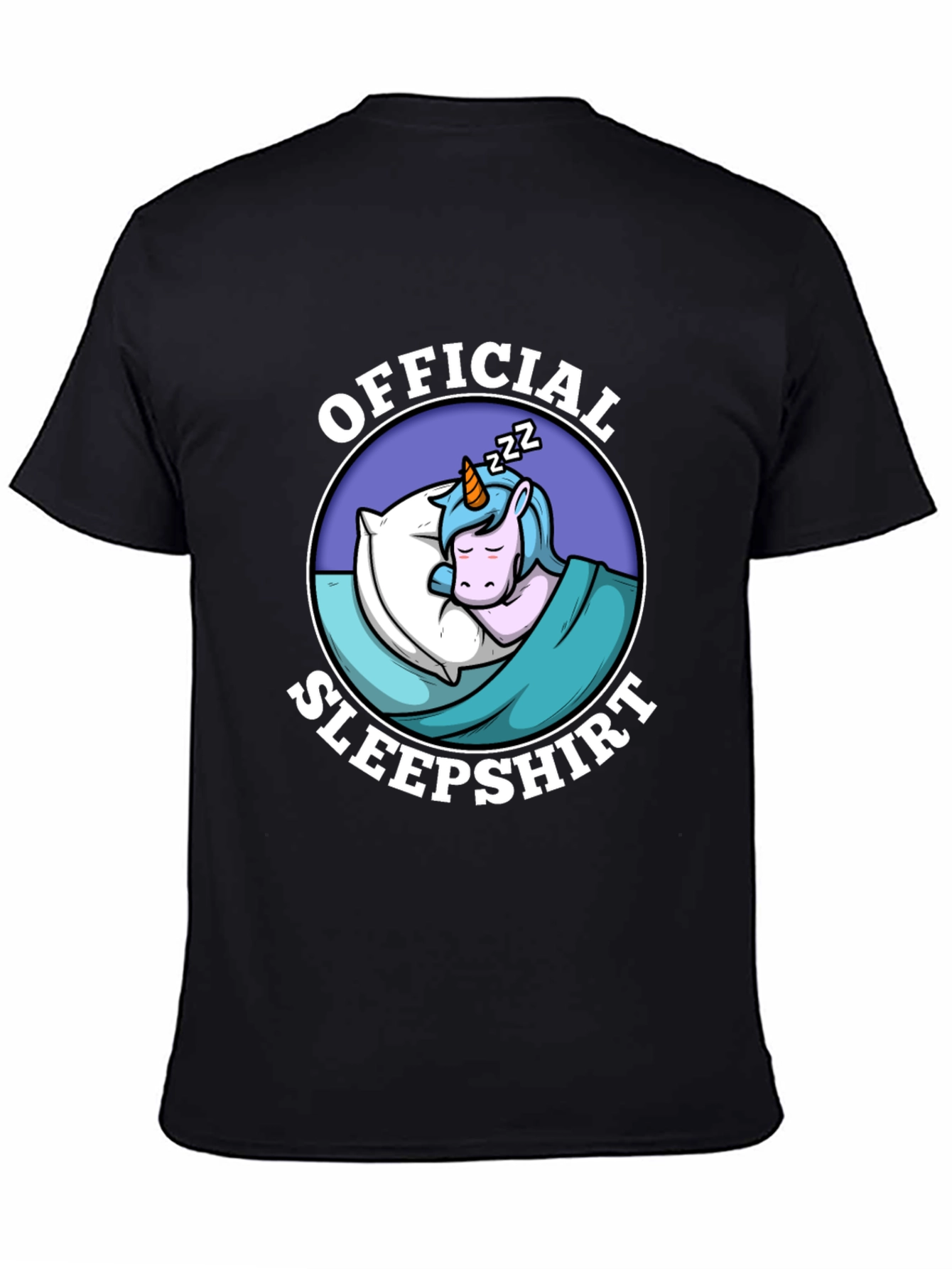 Official Sleepshirt: Sleeping Unicorn Black T-Shirt