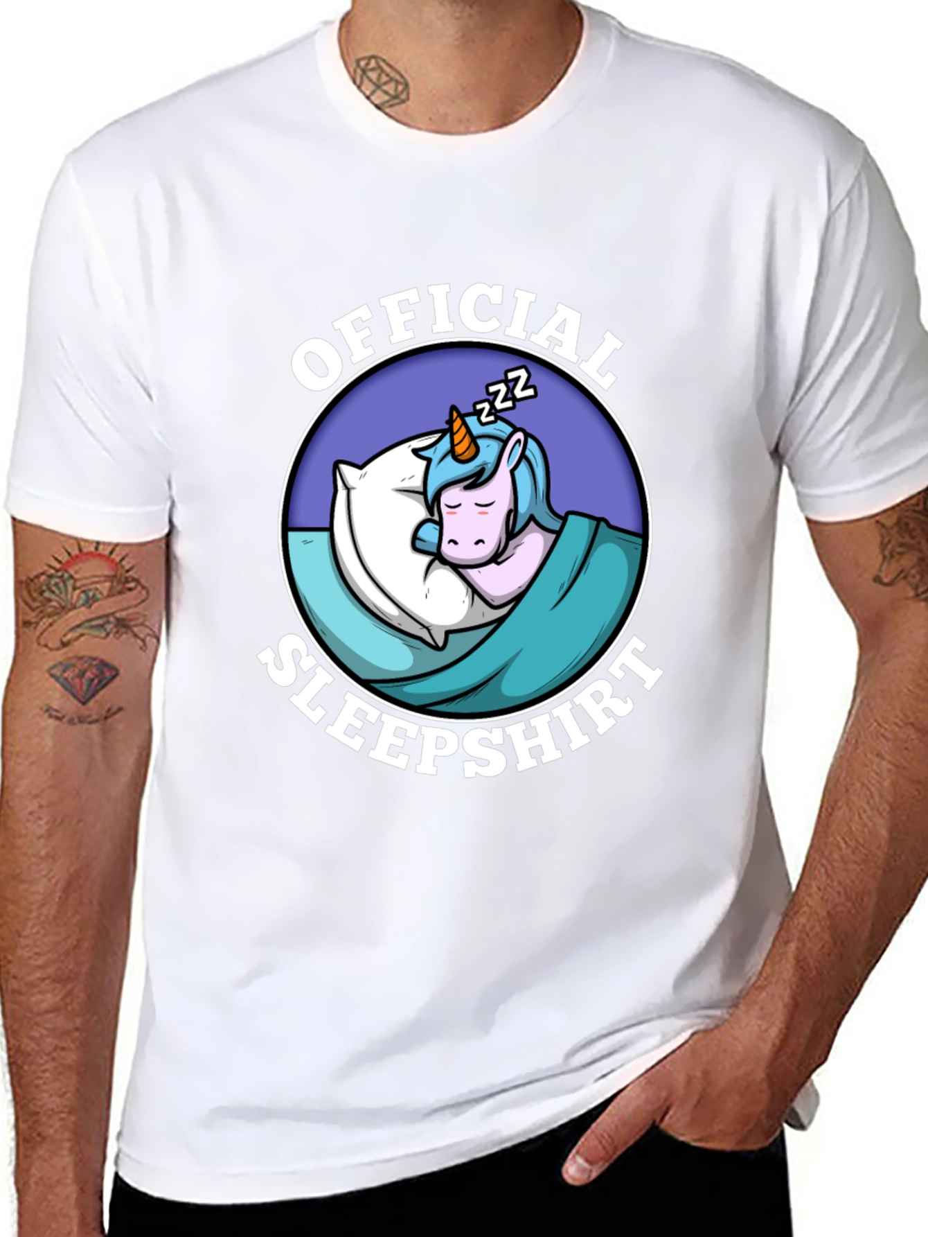 Official Sleepshirt: Sleeping Unicorn Black T-Shirt