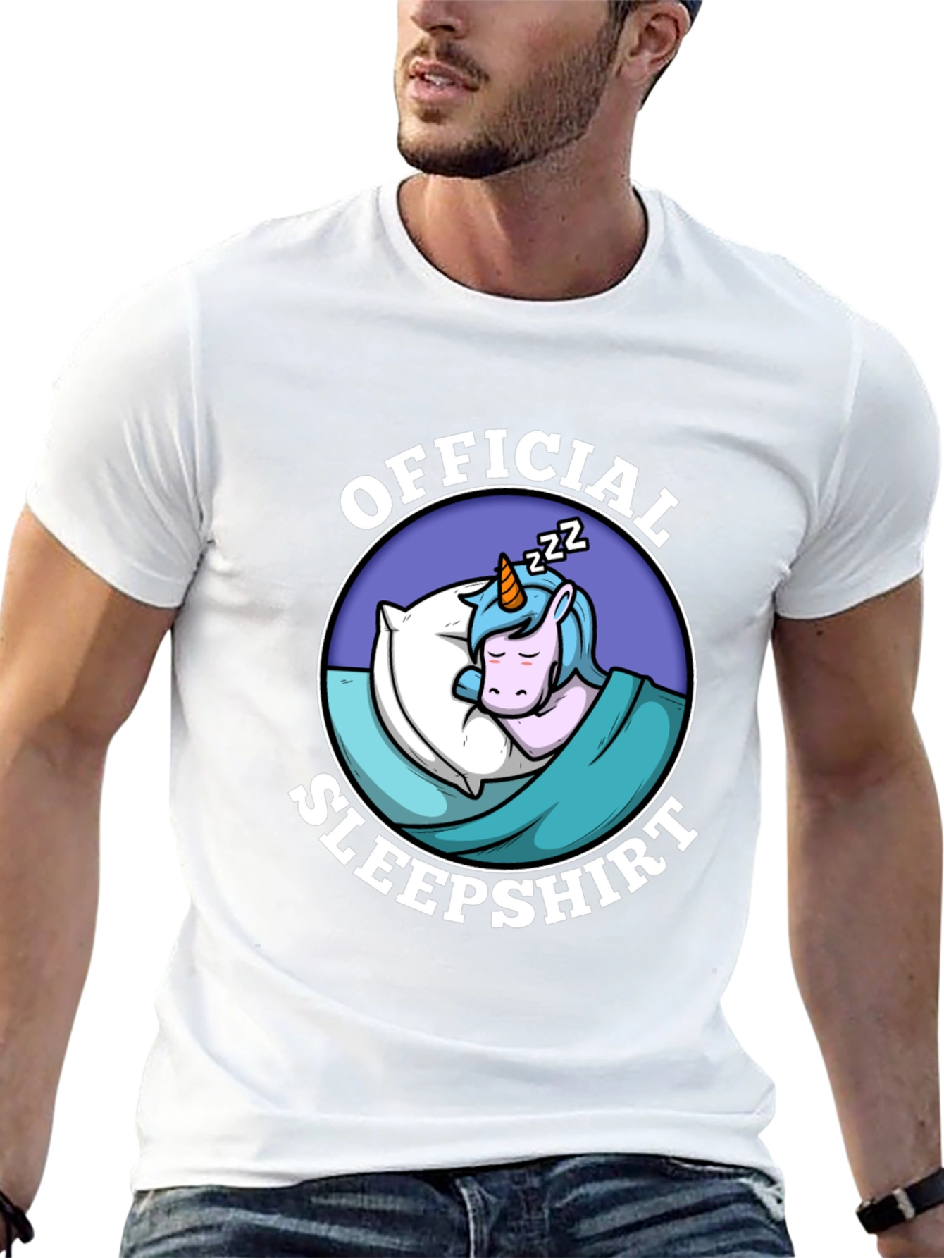 Official Sleepshirt: Sleeping Unicorn Black T-Shirt