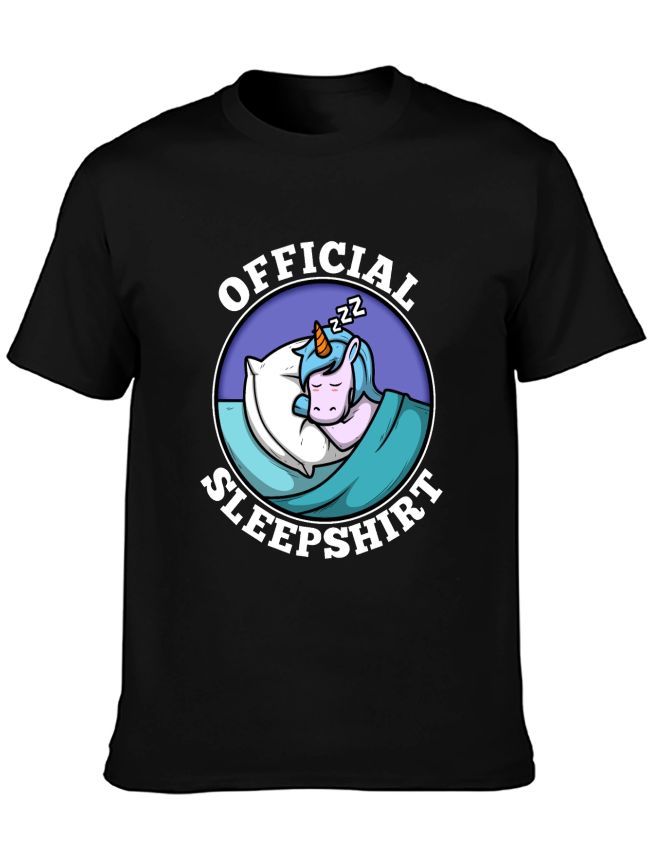 Official Sleepshirt: Sleeping Unicorn Black T-Shirt