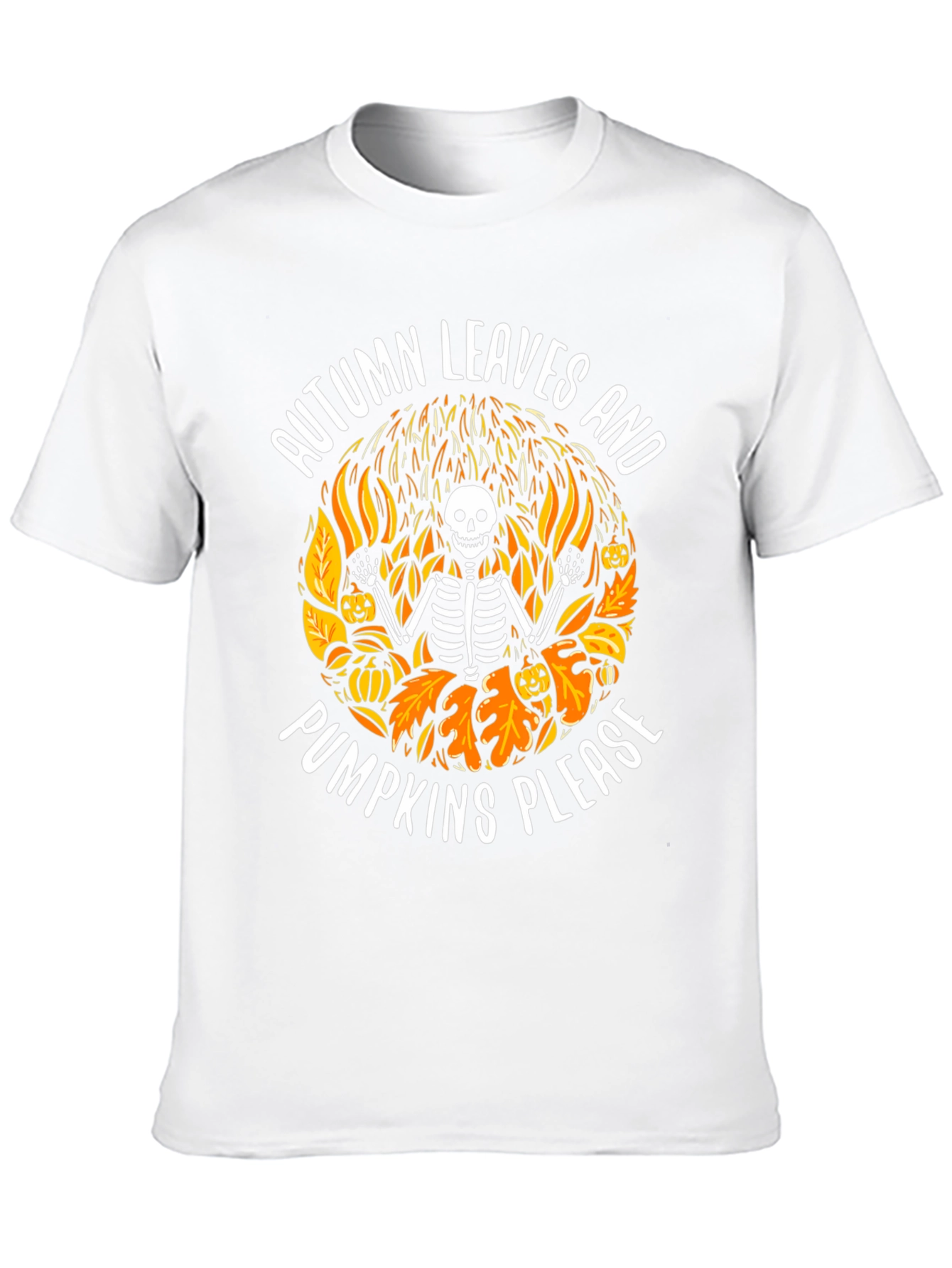 Autumn Leaves & Pumpkins Skeleton Graphic Tee