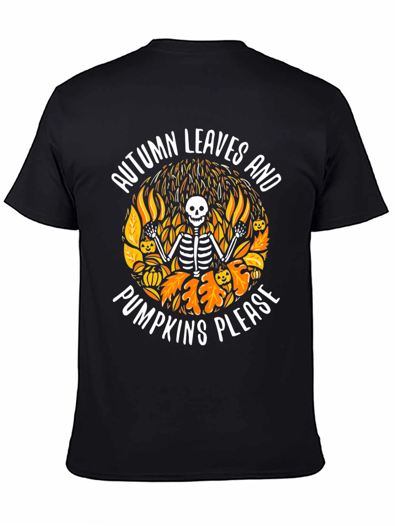 Autumn Leaves & Pumpkins Skeleton Graphic Tee