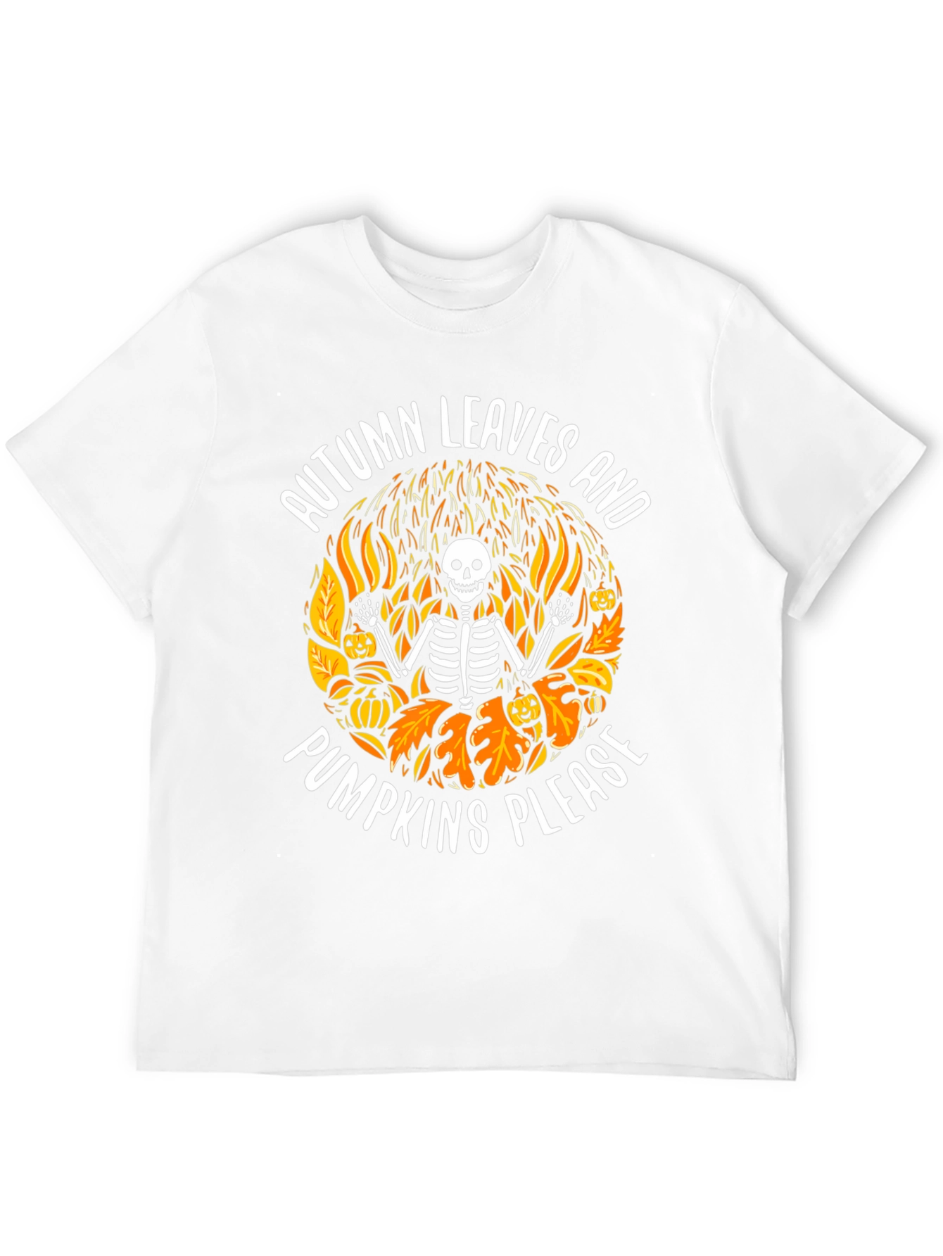 Autumn Leaves & Pumpkins Skeleton Graphic Tee