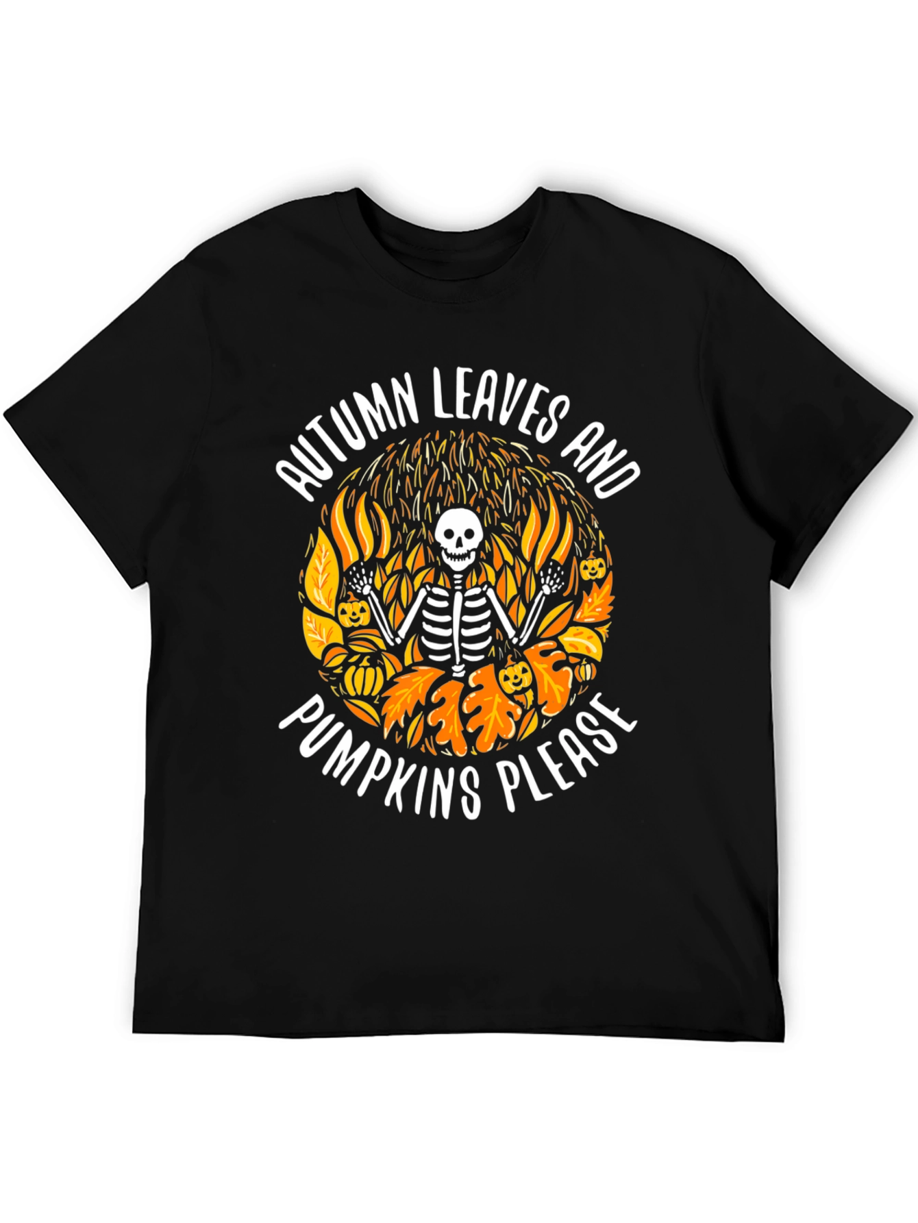 Autumn Leaves & Pumpkins Skeleton Graphic Tee