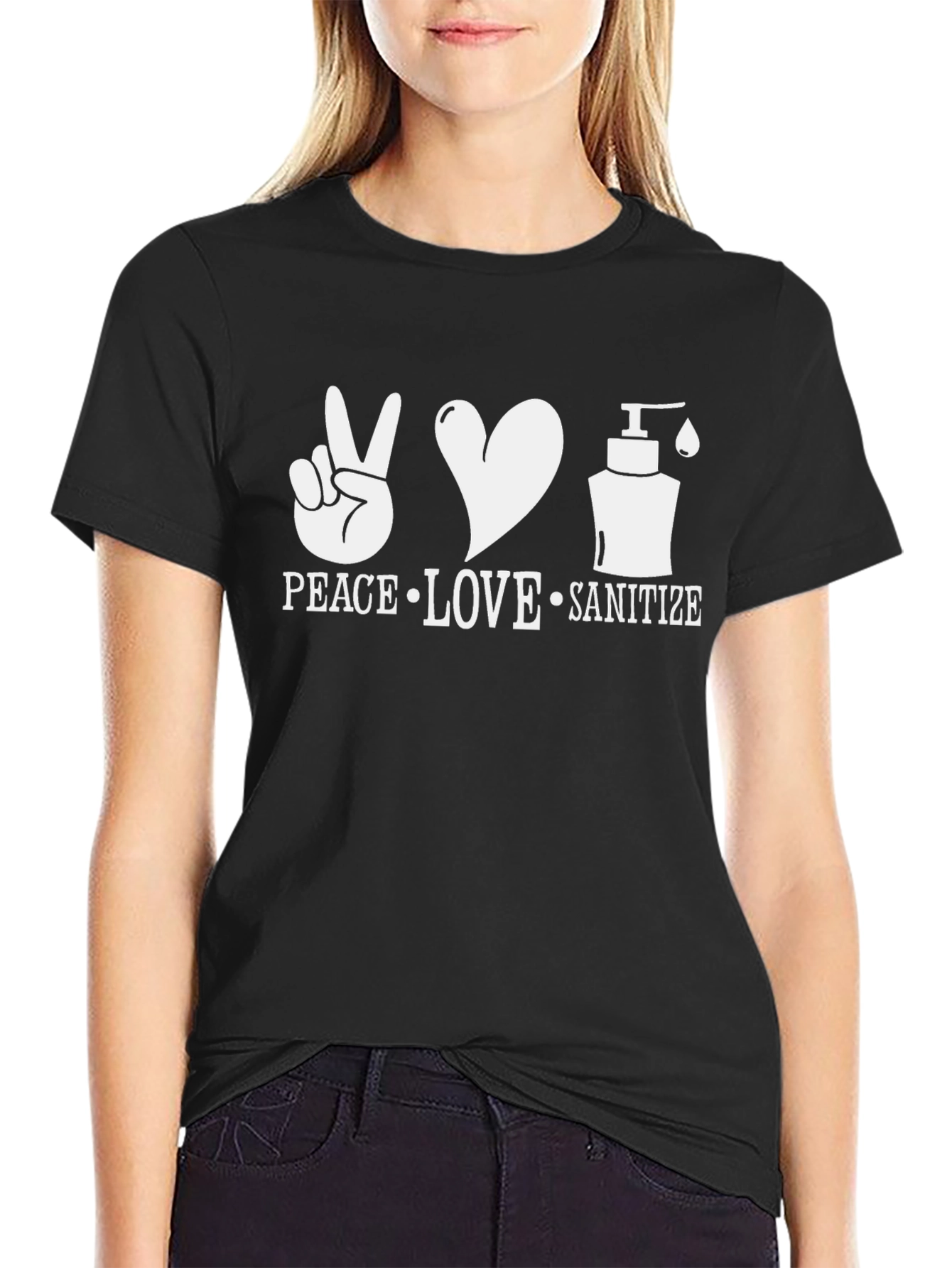 Peace Love Sanitize Black Graphic Tee