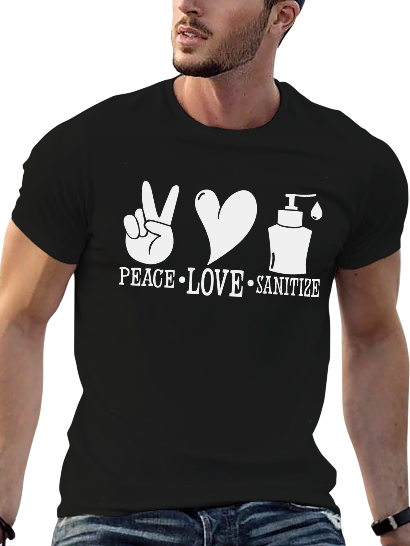 Peace Love Sanitize Black Graphic Tee