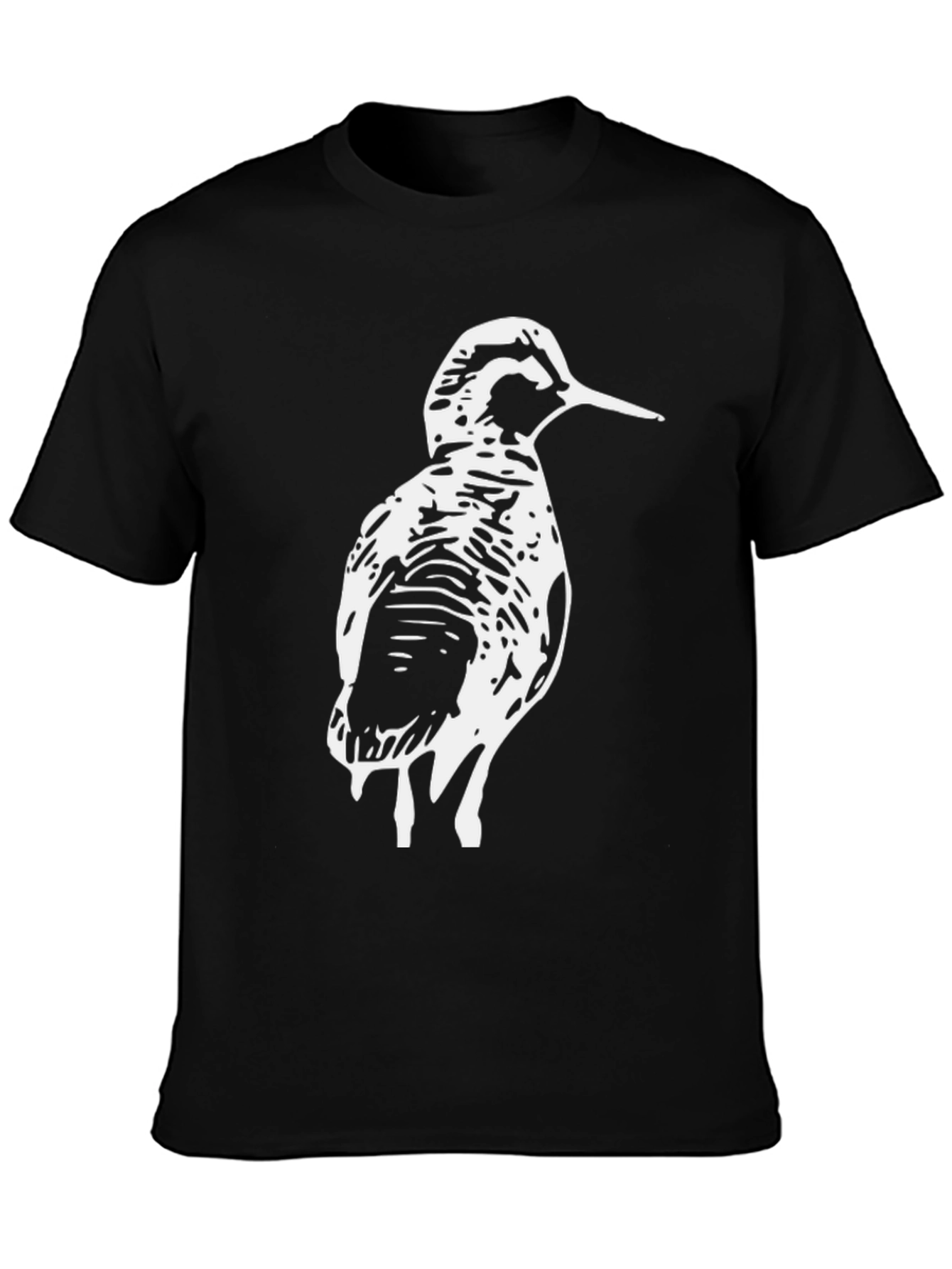 Woodcock Bird Graphic Tee - Black Cotton T-Shirt