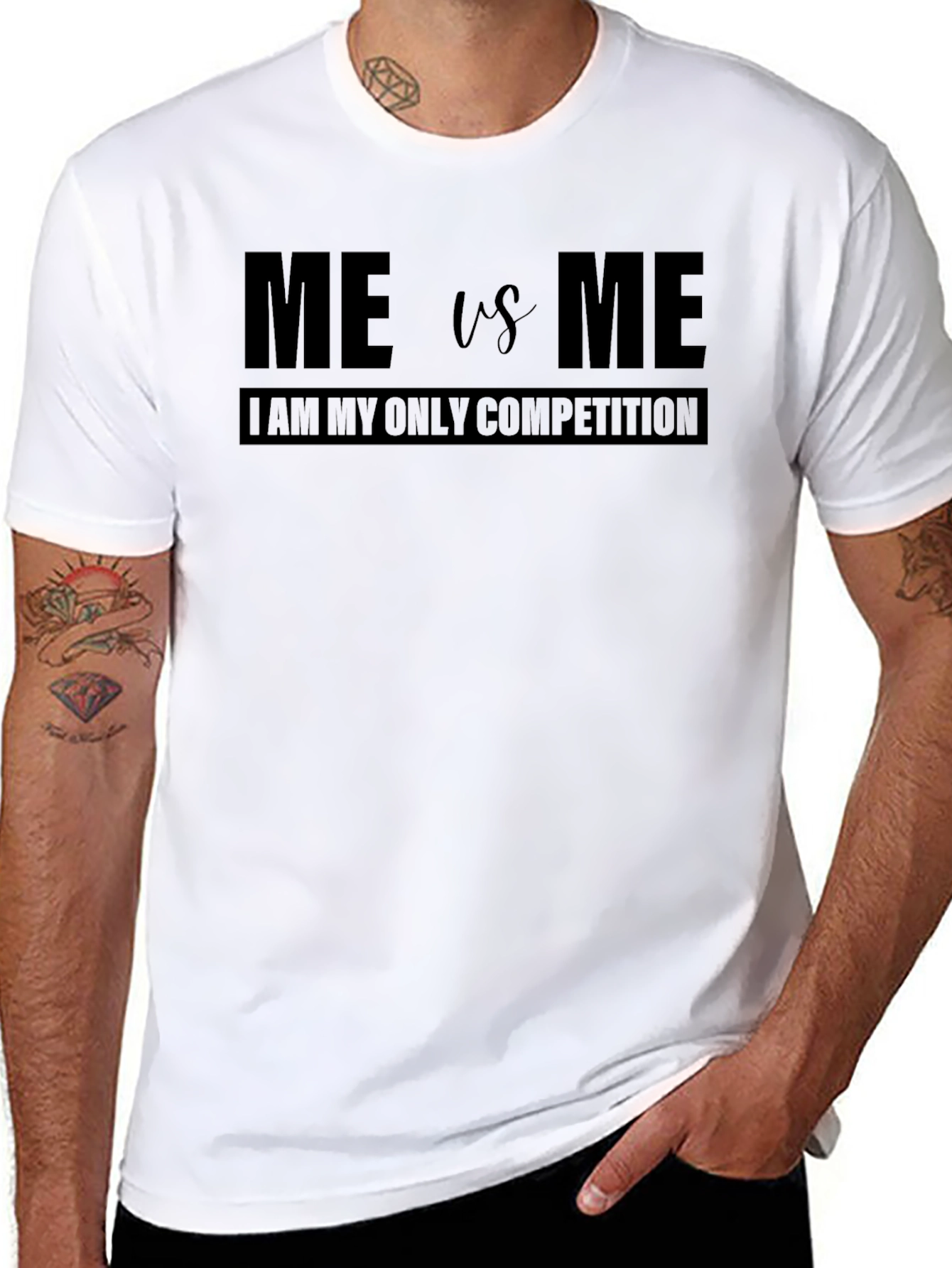 Motivational Me vs Me Black T-Shirt