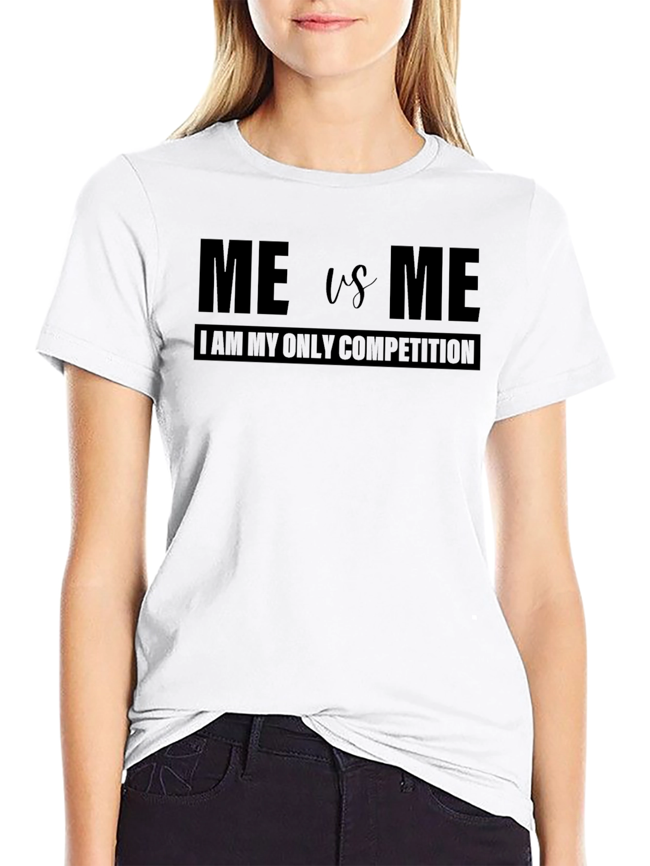 Motivational Me vs Me Black T-Shirt