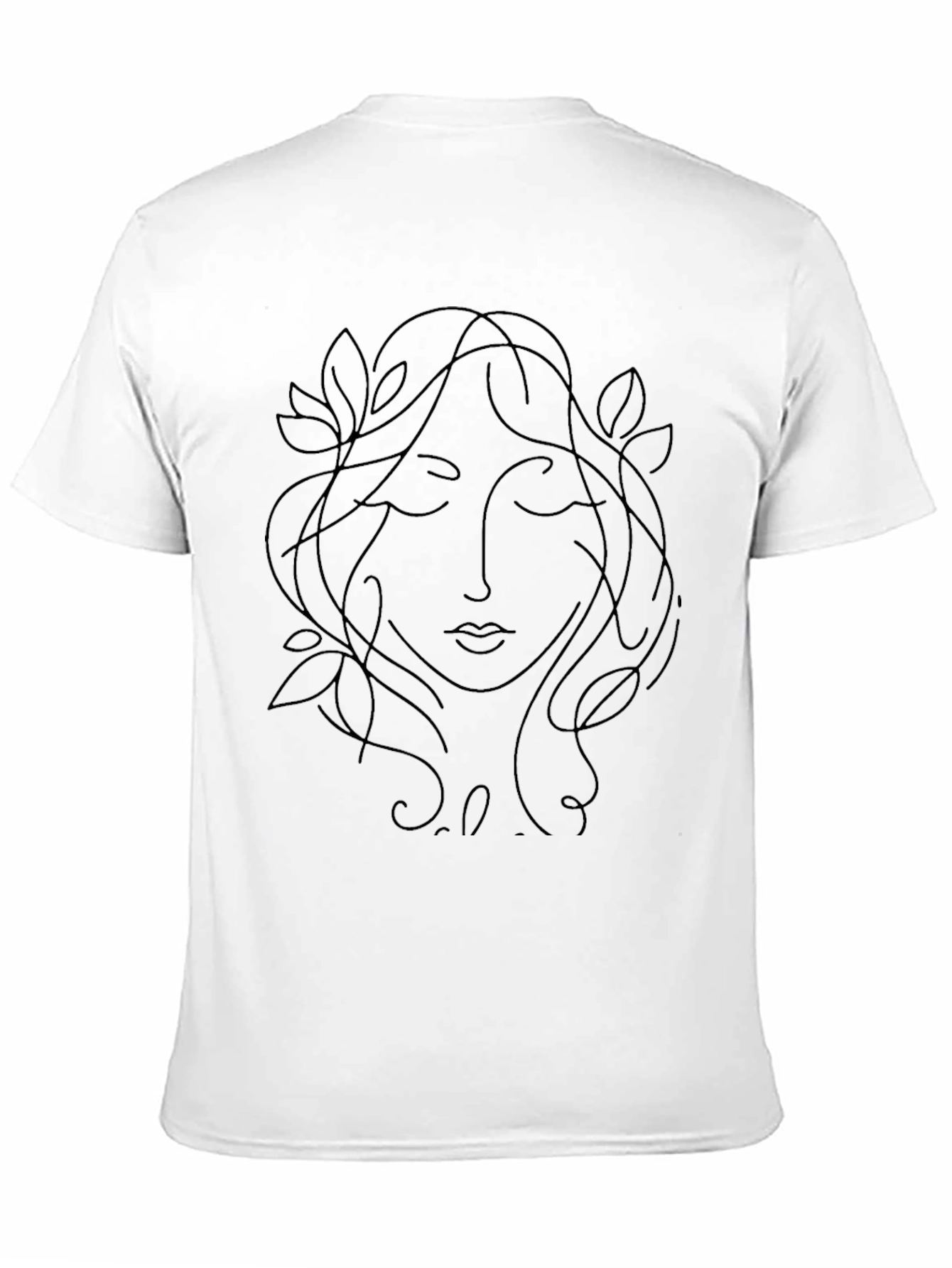 Minimalist Woman Face Line Art Black T-Shirt