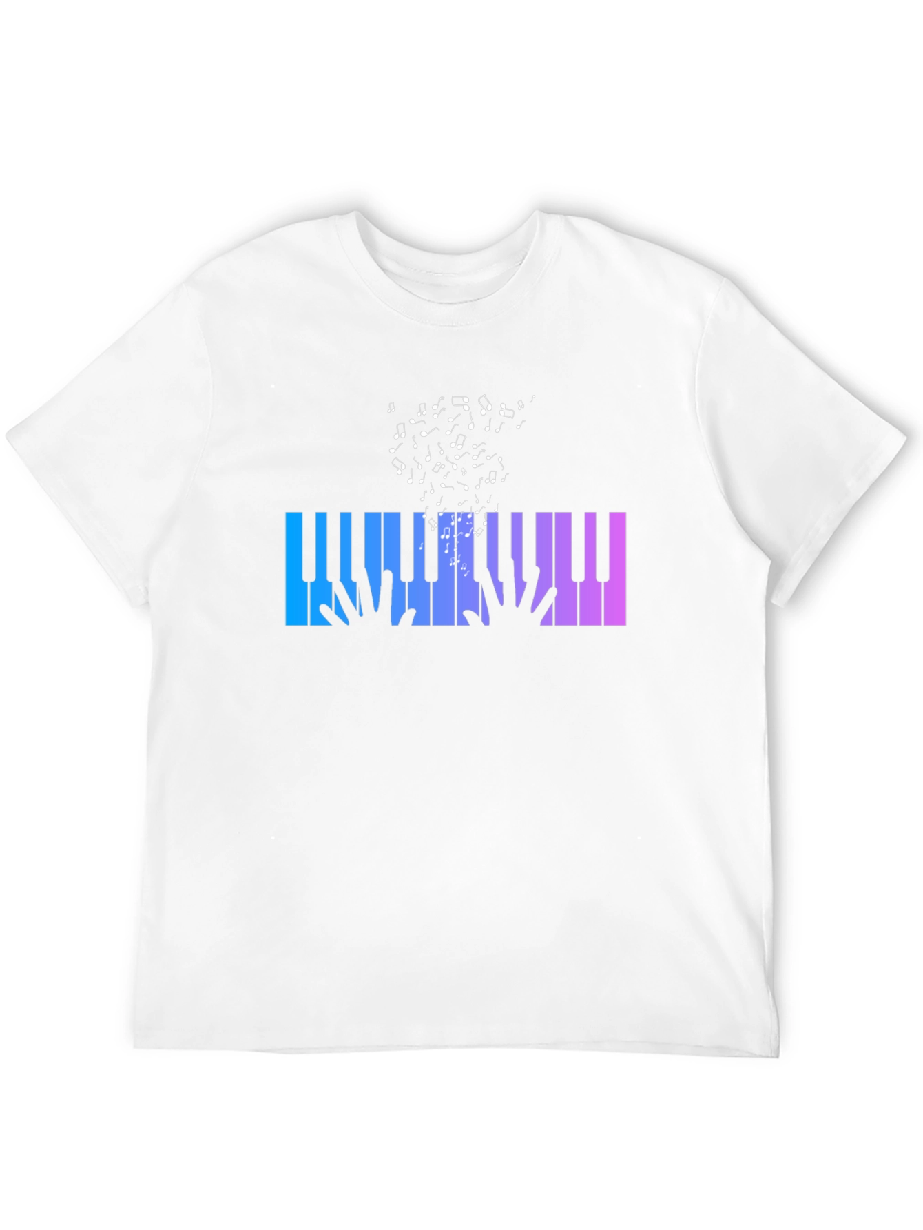Piano Keys Music Notes Graphic Black T-Shirt
