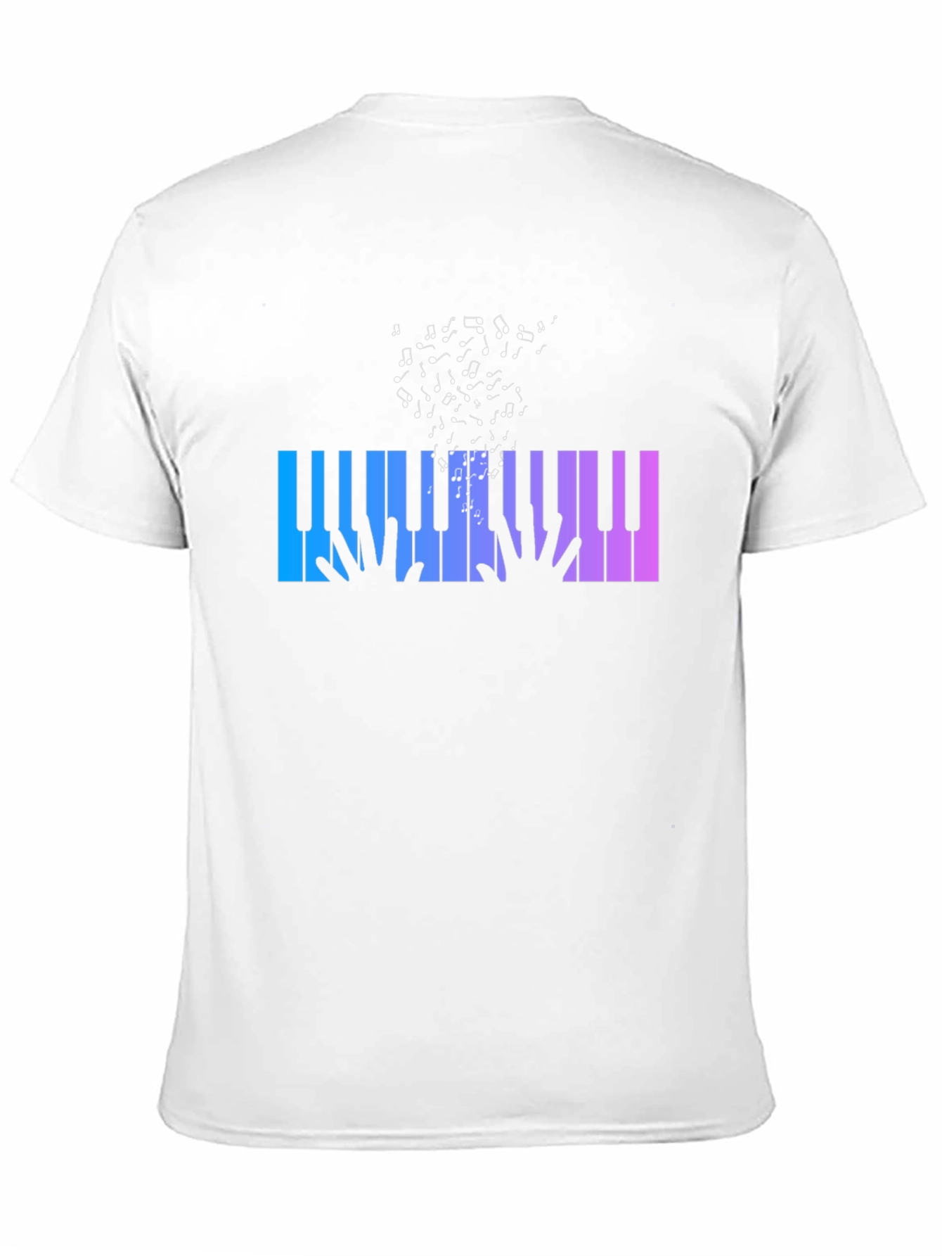 Piano Keys Music Notes Graphic Black T-Shirt
