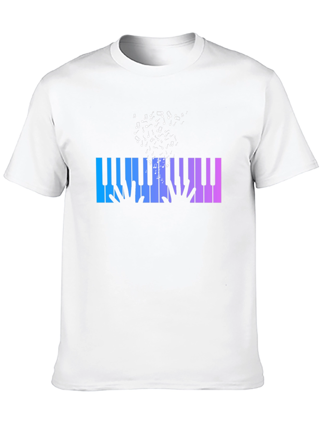Piano Keys Music Notes Graphic Black T-Shirt