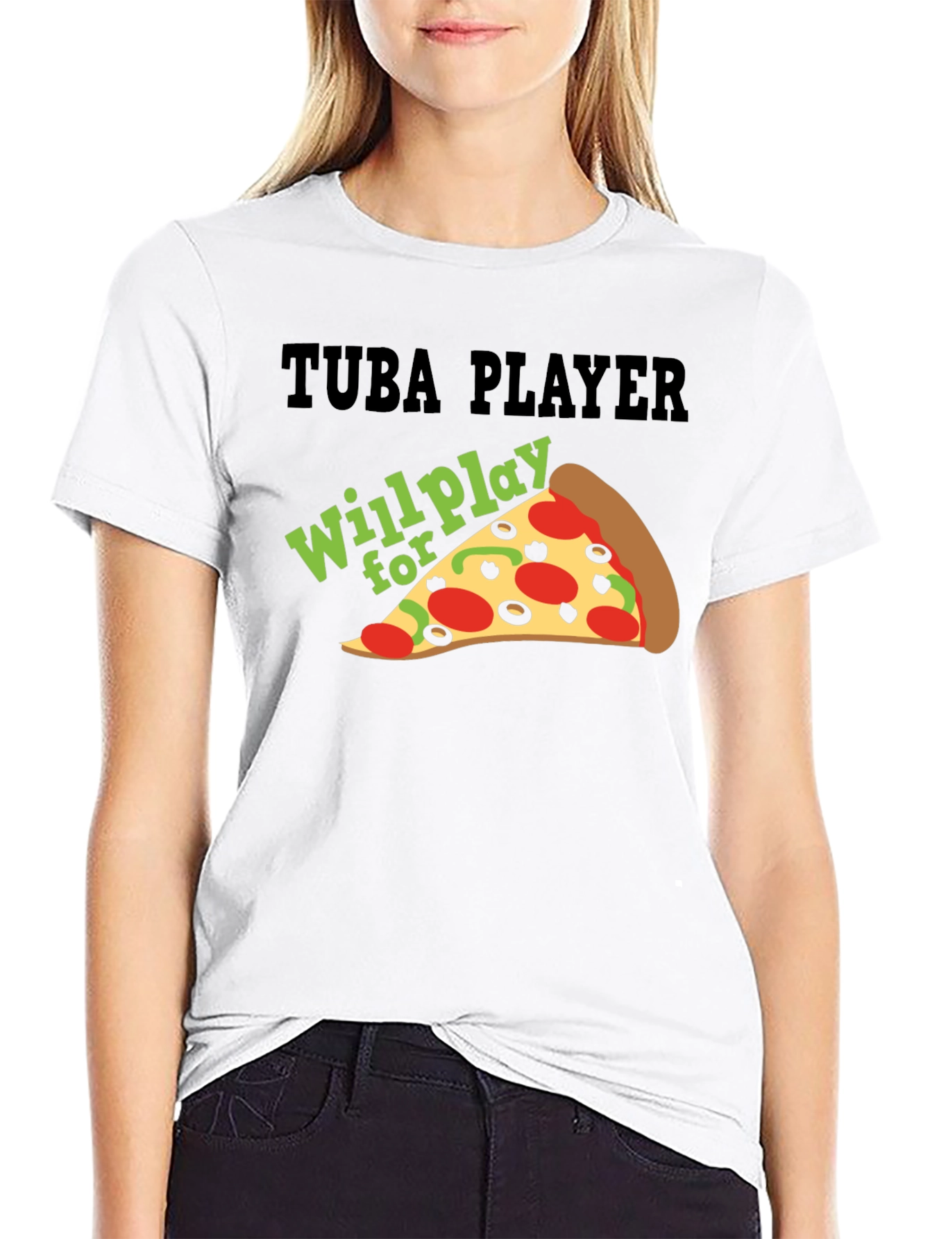 Tuba Player Will Play For Pizza Black T-Shirt