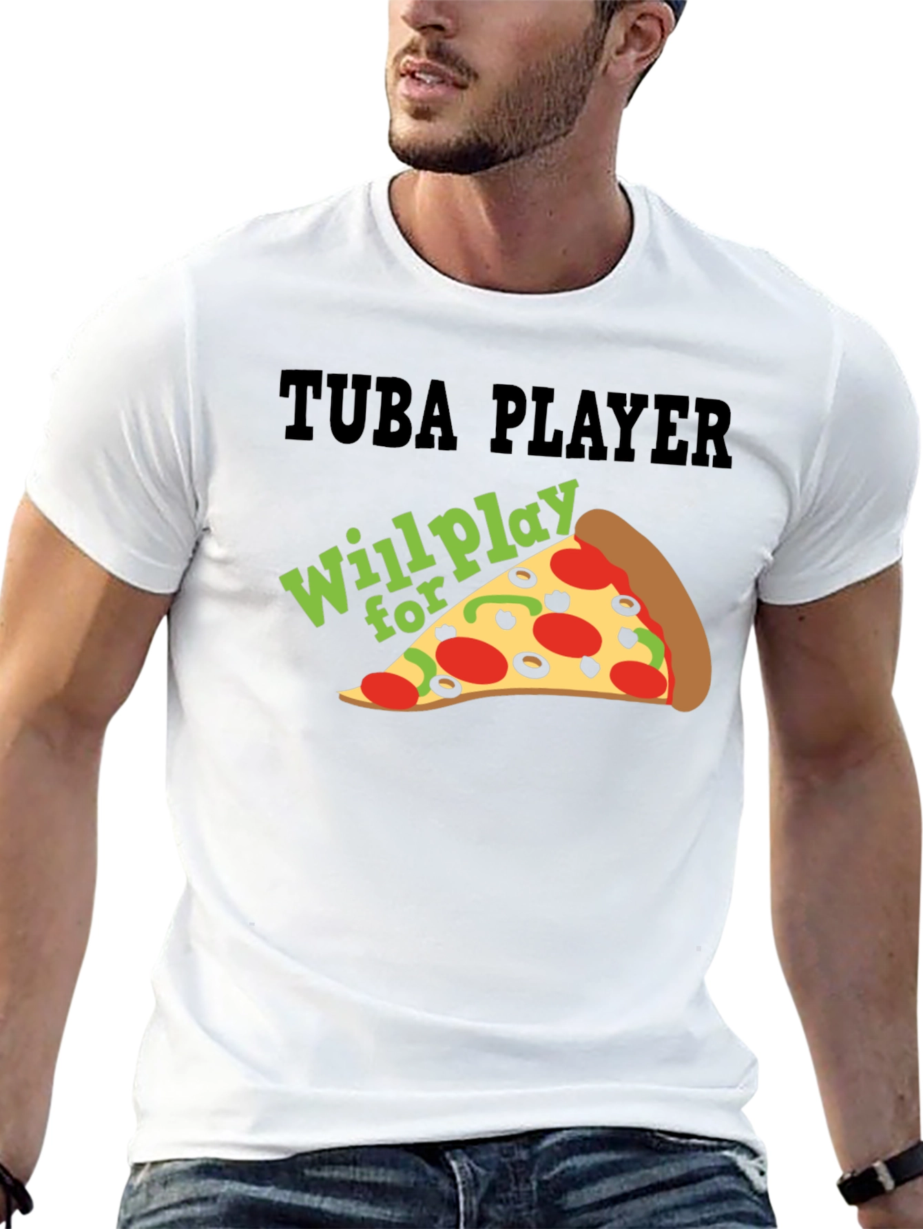 Tuba Player Will Play For Pizza Black T-Shirt