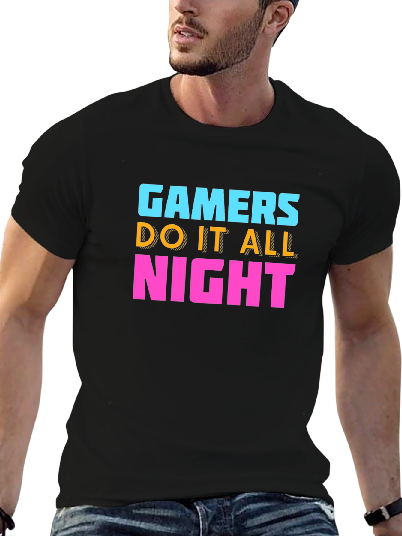 Gamers Do It All Night Black T-Shirt