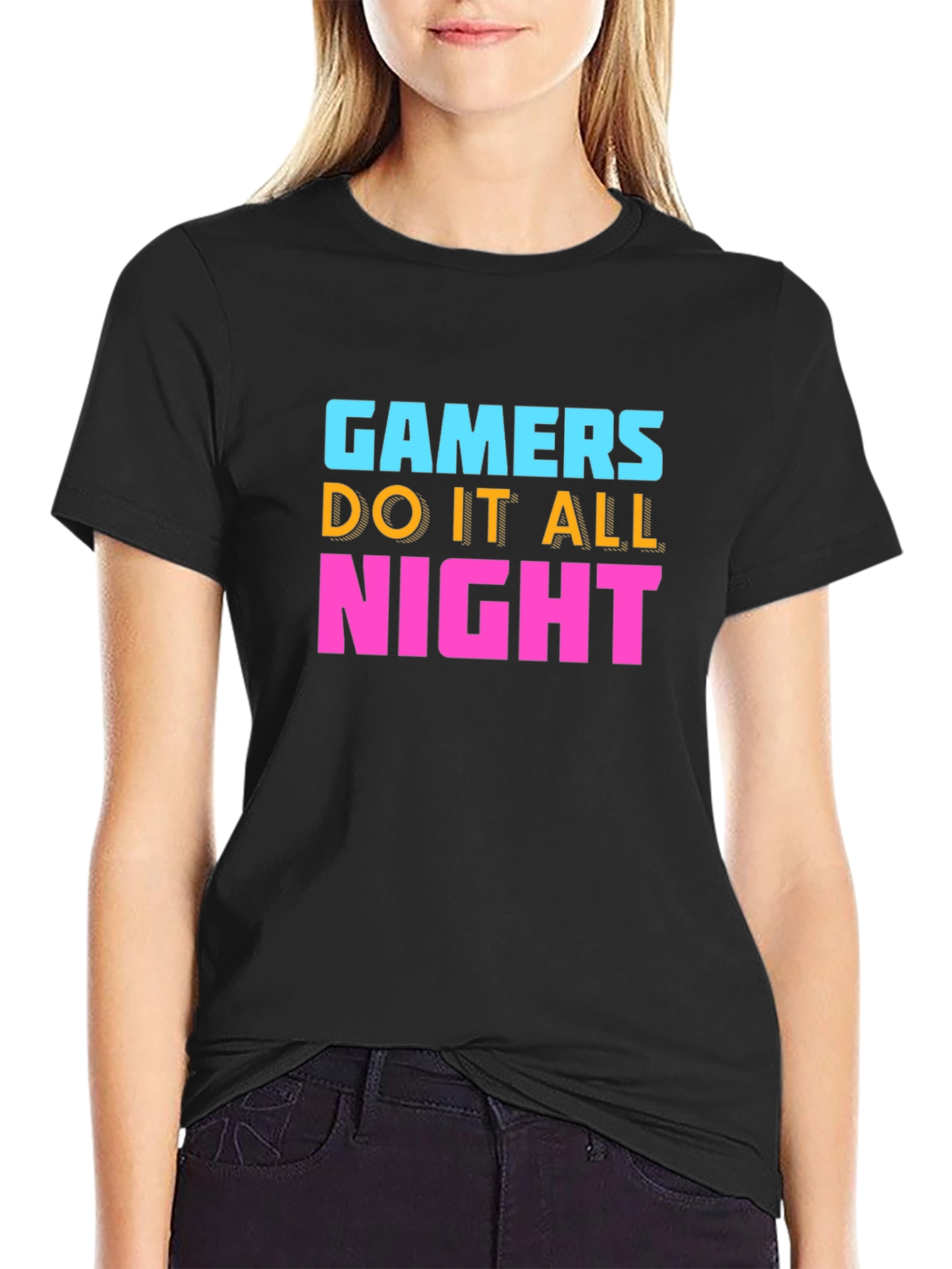 Gamers Do It All Night Black T-Shirt
