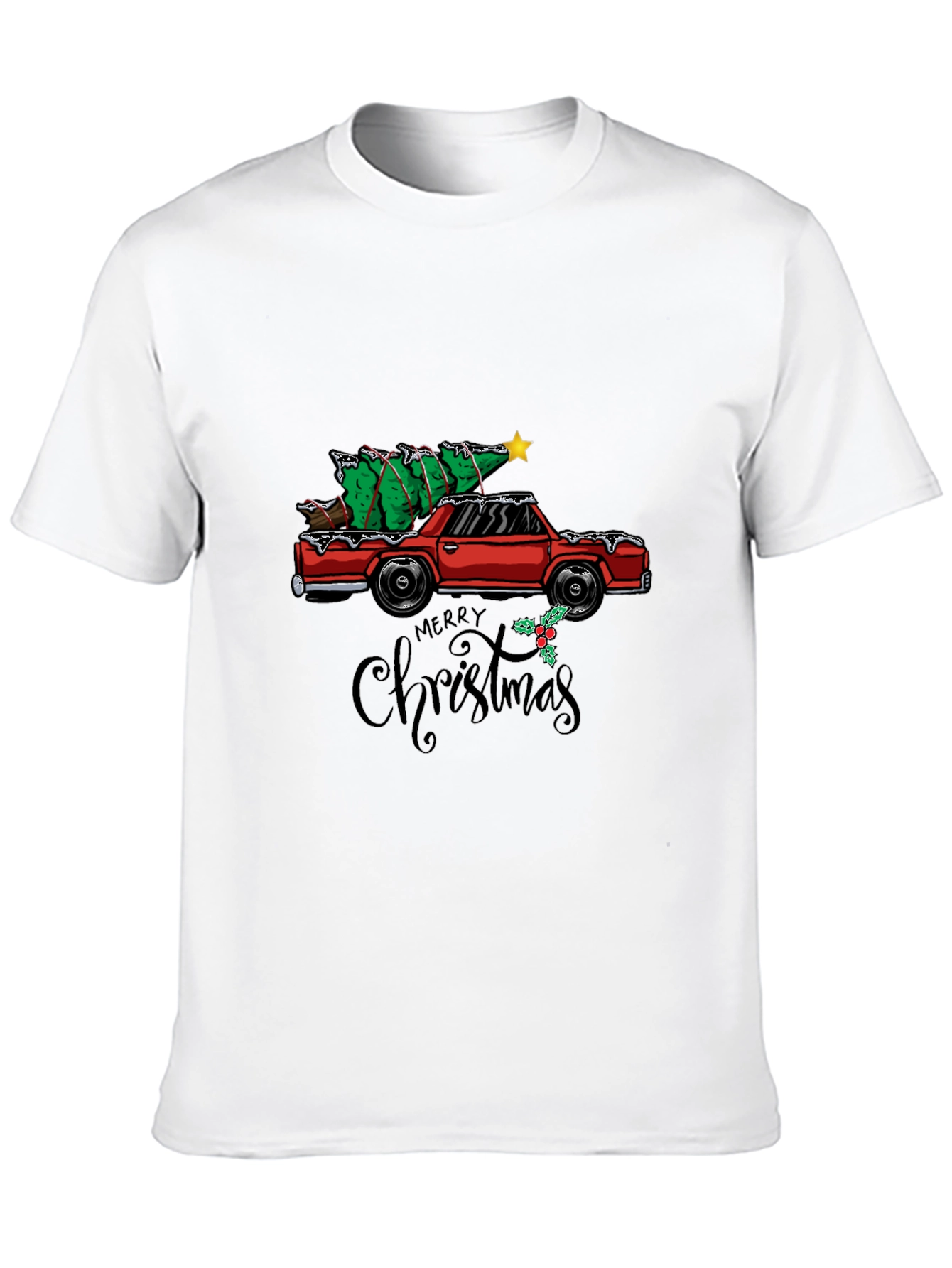 Festive Car & Christmas Tree Graphic Tee