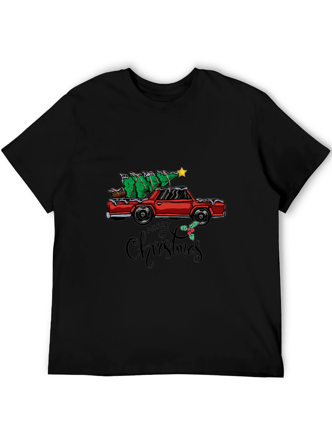 Festive Car & Christmas Tree Graphic Tee