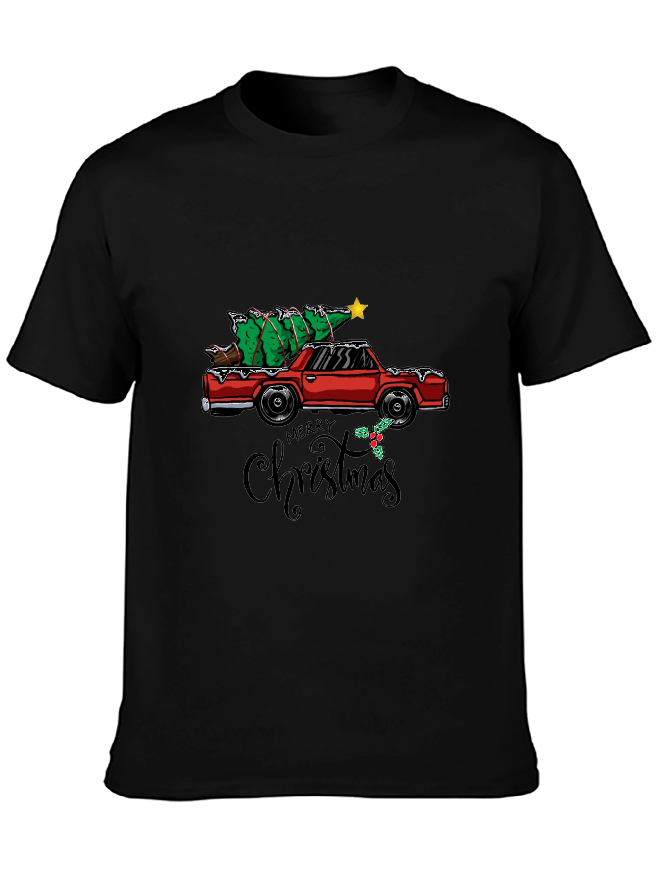 Festive Car & Christmas Tree Graphic Tee