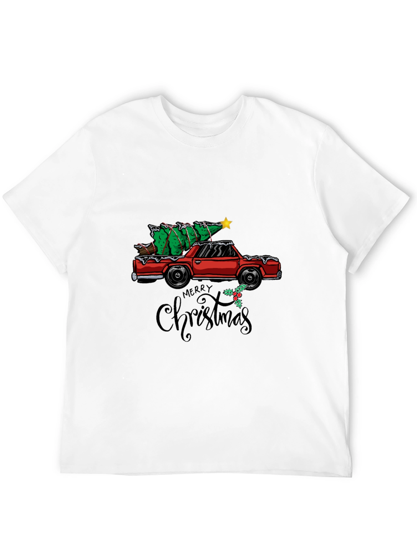 Festive Car & Christmas Tree Graphic Tee