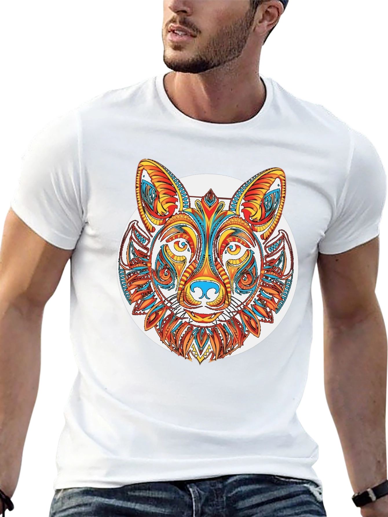 Abstract Fox Graphic Tee - Mens Black T-Shirt