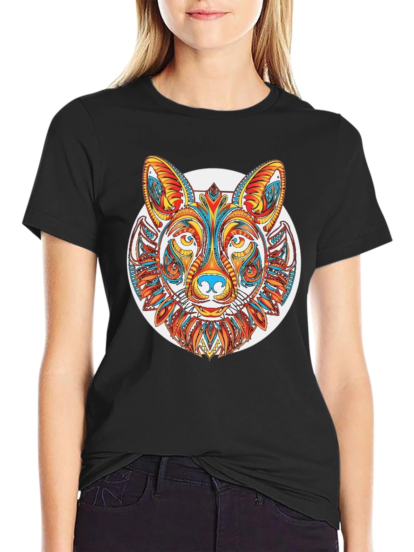 Abstract Fox Graphic Tee - Mens Black T-Shirt