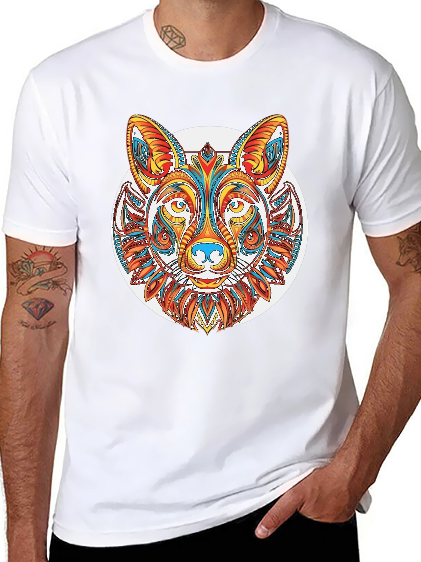 Abstract Fox Graphic Tee - Mens Black T-Shirt