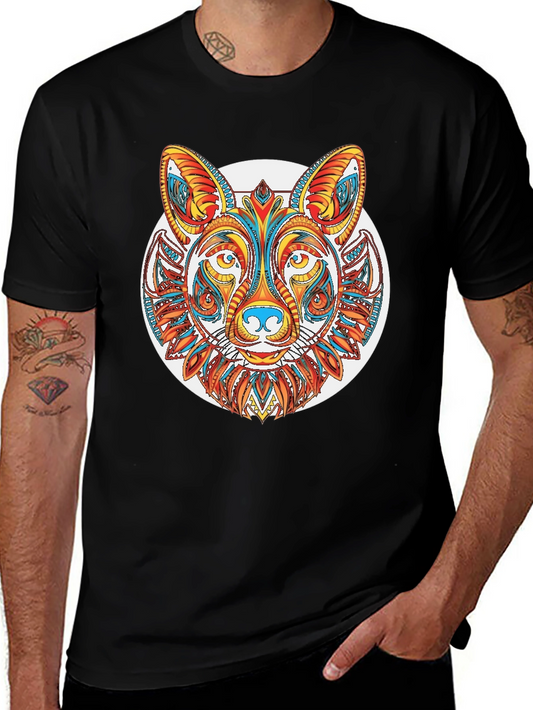 Abstract Fox Graphic Tee - Mens Black T-Shirt