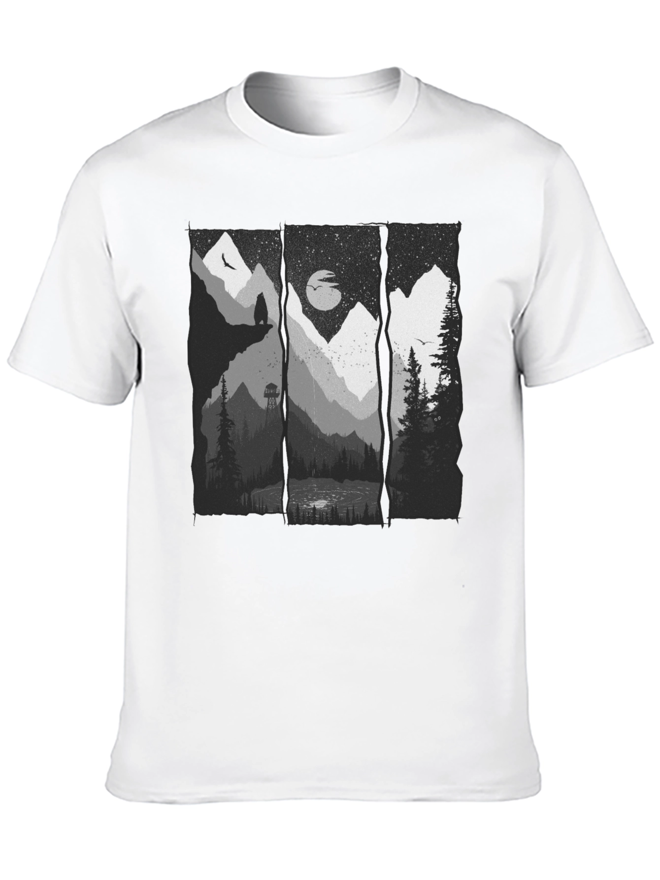 Nature Scene Graphic Black T-Shirt