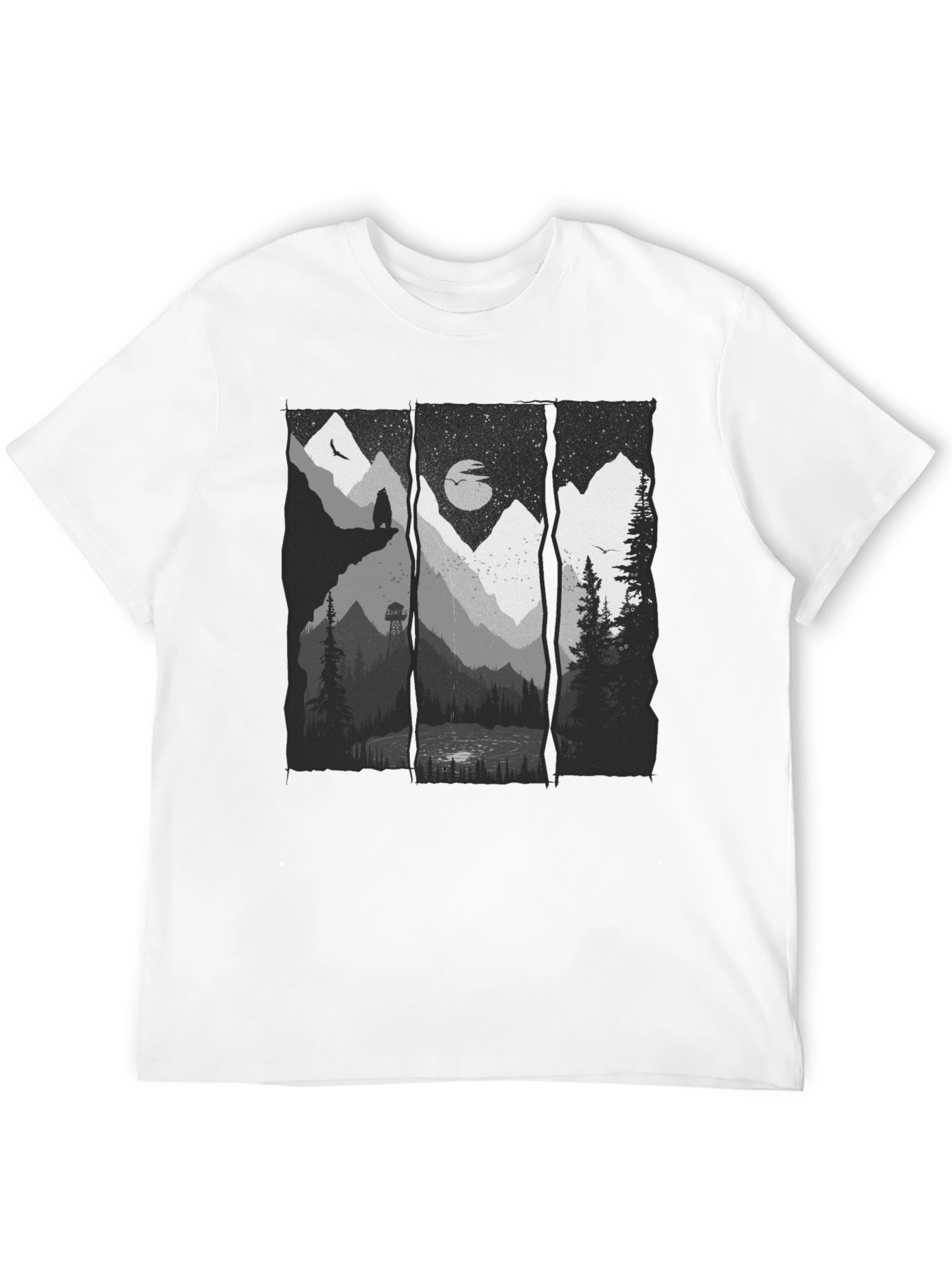 Nature Scene Graphic Black T-Shirt