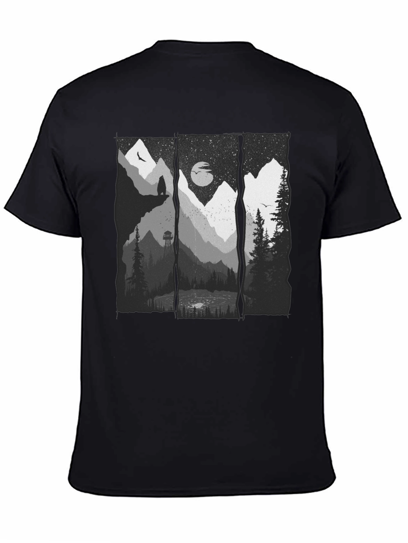 Nature Scene Graphic Black T-Shirt