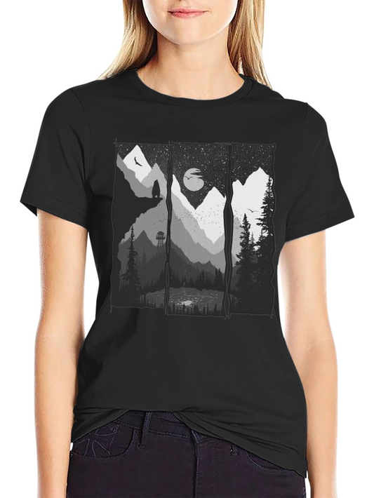 Nature Scene Graphic Black T-Shirt