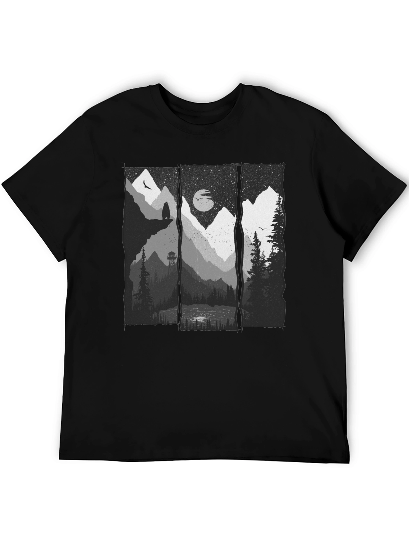 Nature Scene Graphic Black T-Shirt
