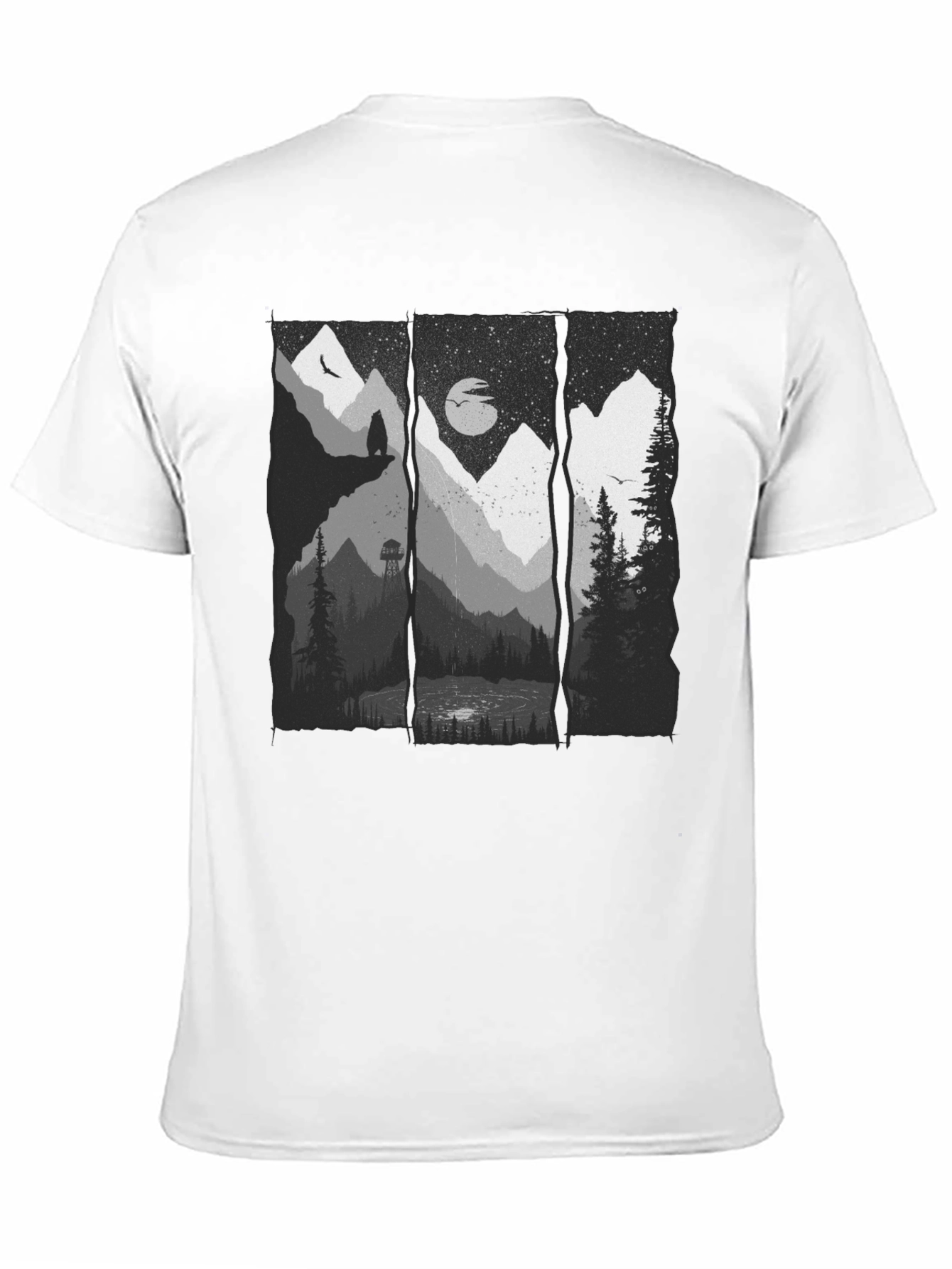 Nature Scene Graphic Black T-Shirt