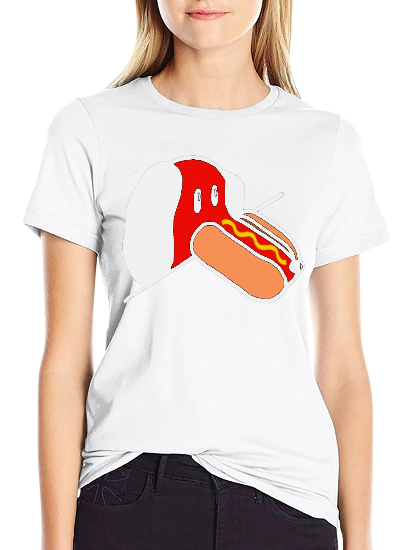 Funny Hot Dog Graphic Black T-Shirt